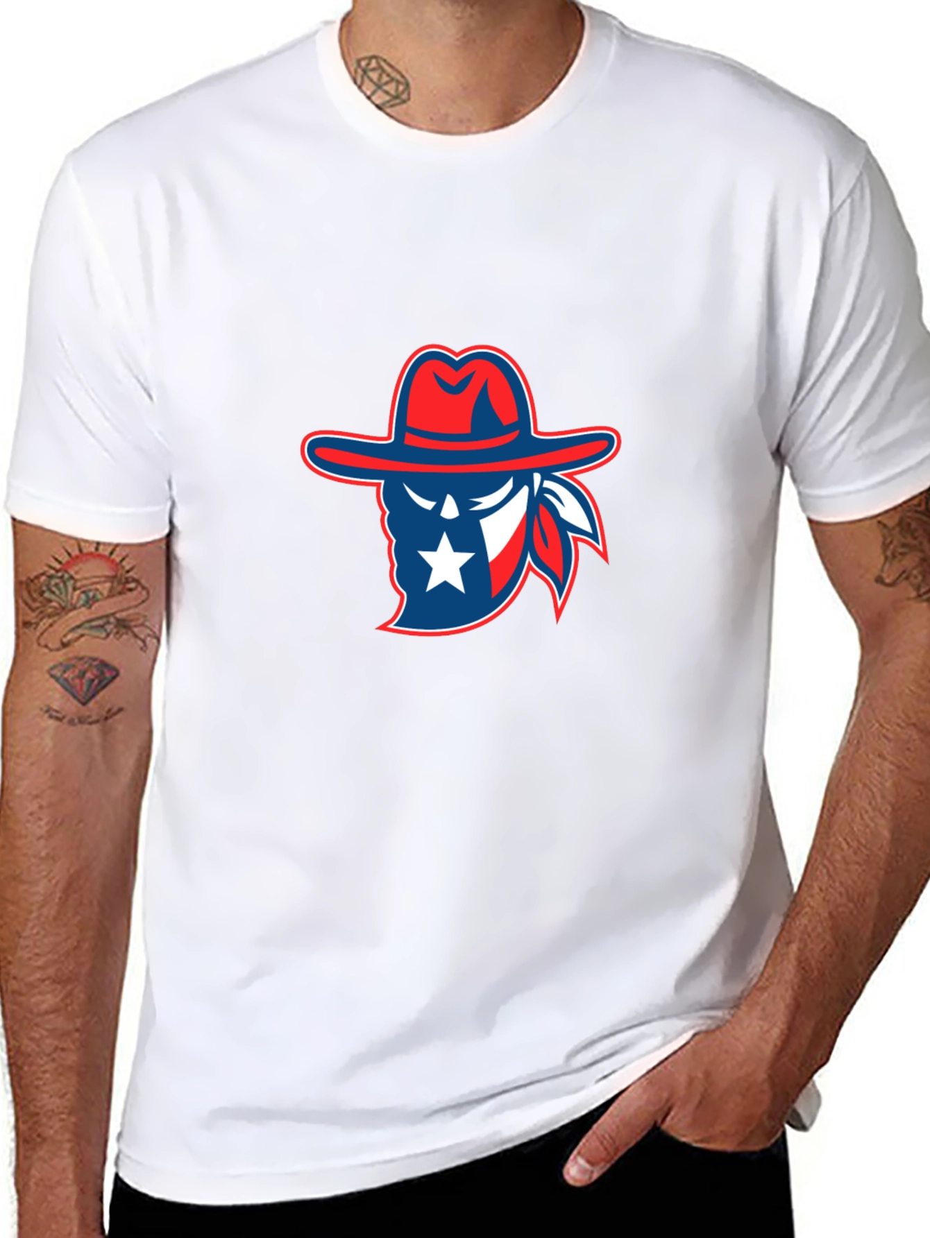 Texan Cowboy Graphic Tee - Black Cotton T-Shirt