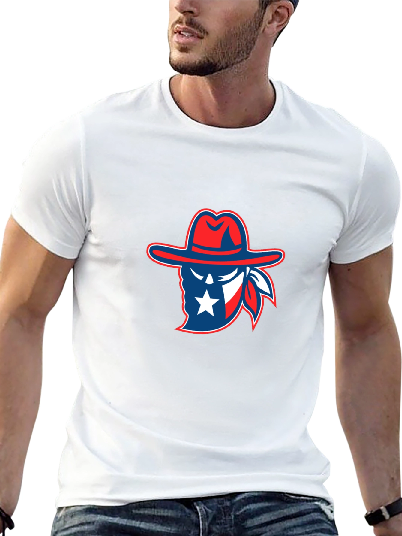 Texan Cowboy Graphic Tee - Black Cotton T-Shirt