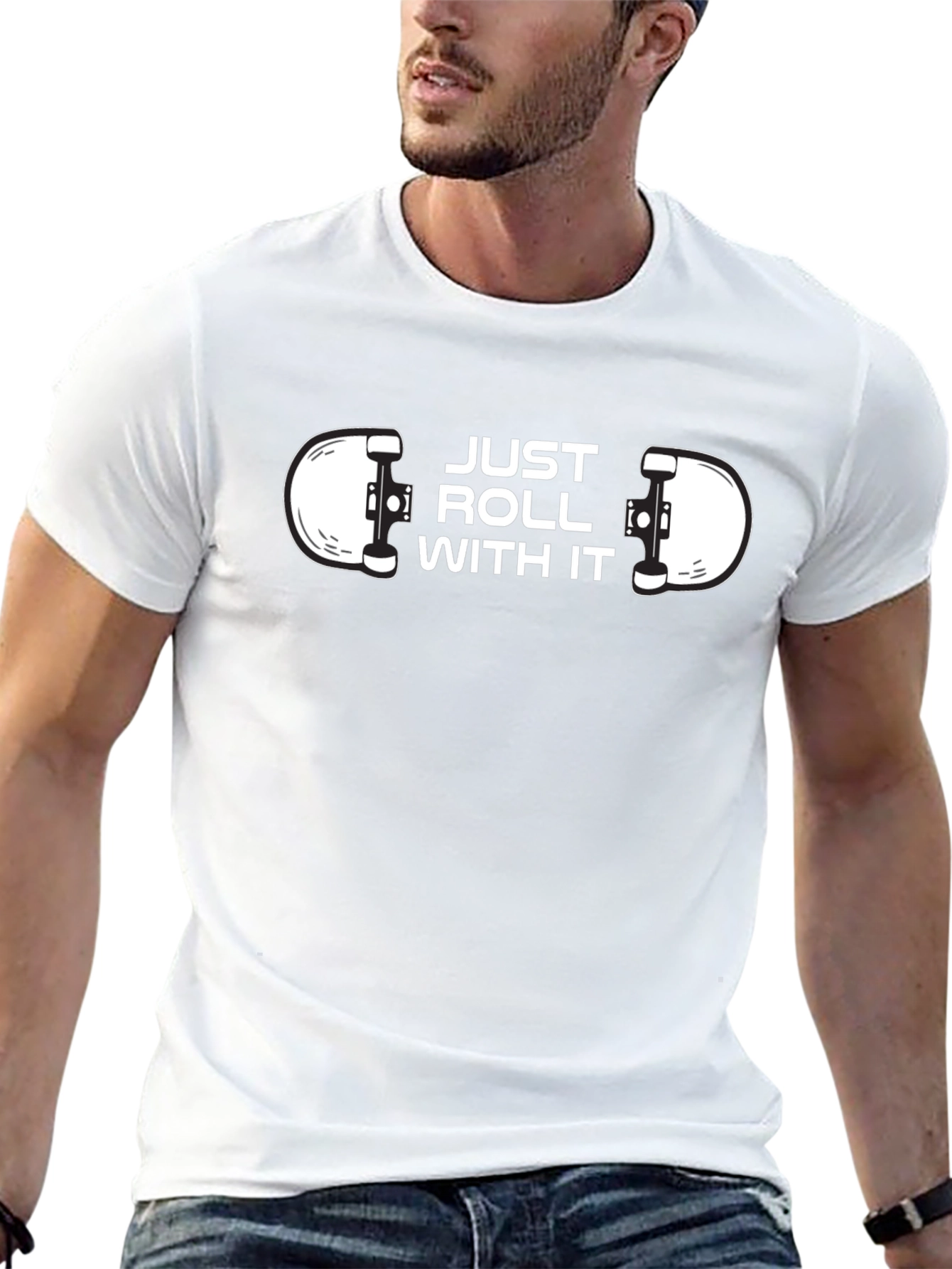 Just Roll With It Skateboard Graphic Tee