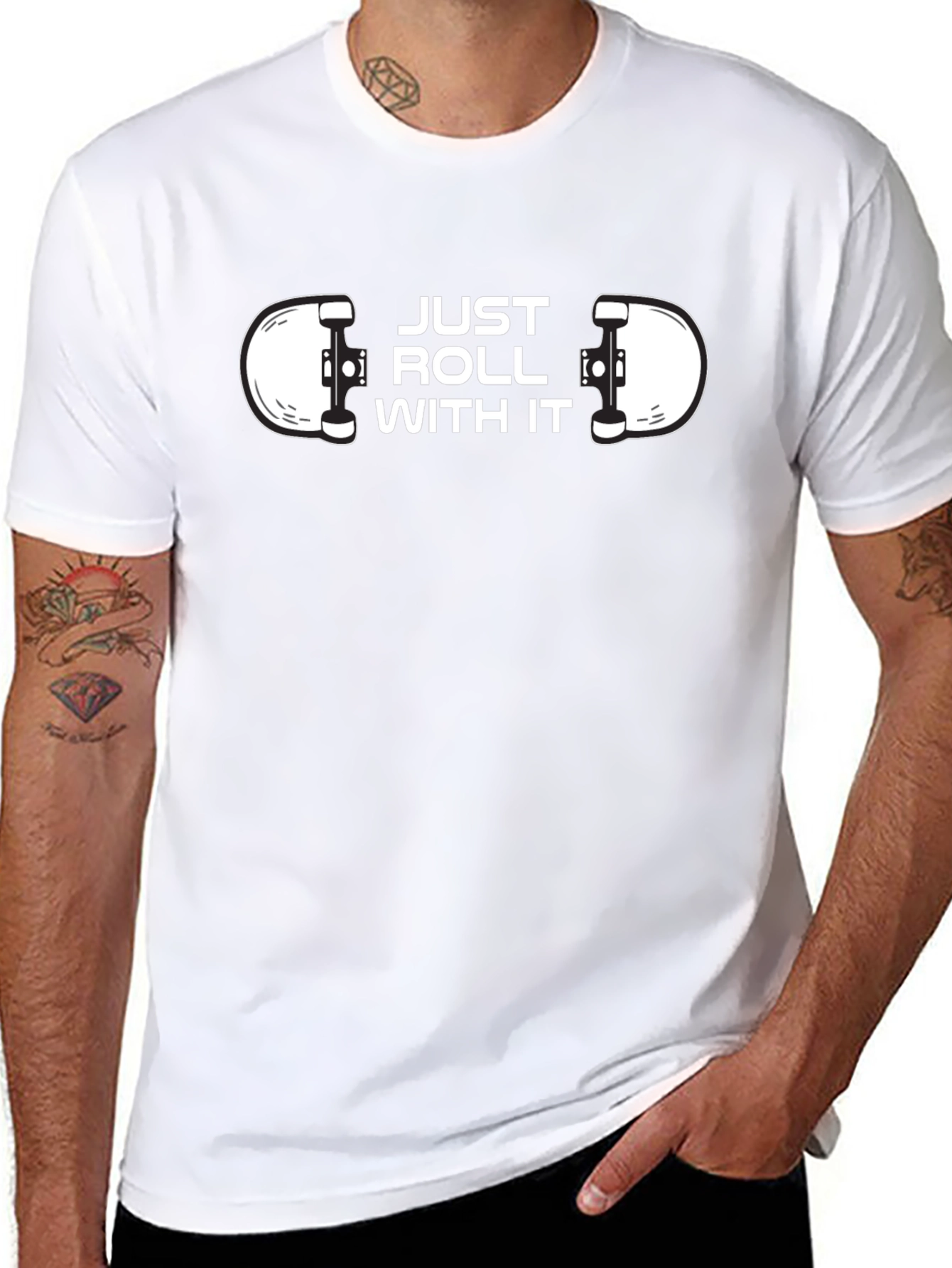 Just Roll With It Skateboard Graphic Tee