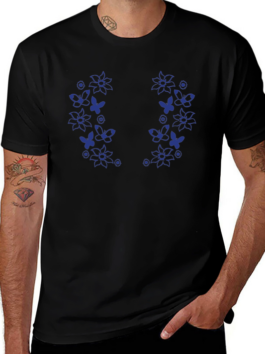 Floral Butterfly Graphic Black T-Shirt