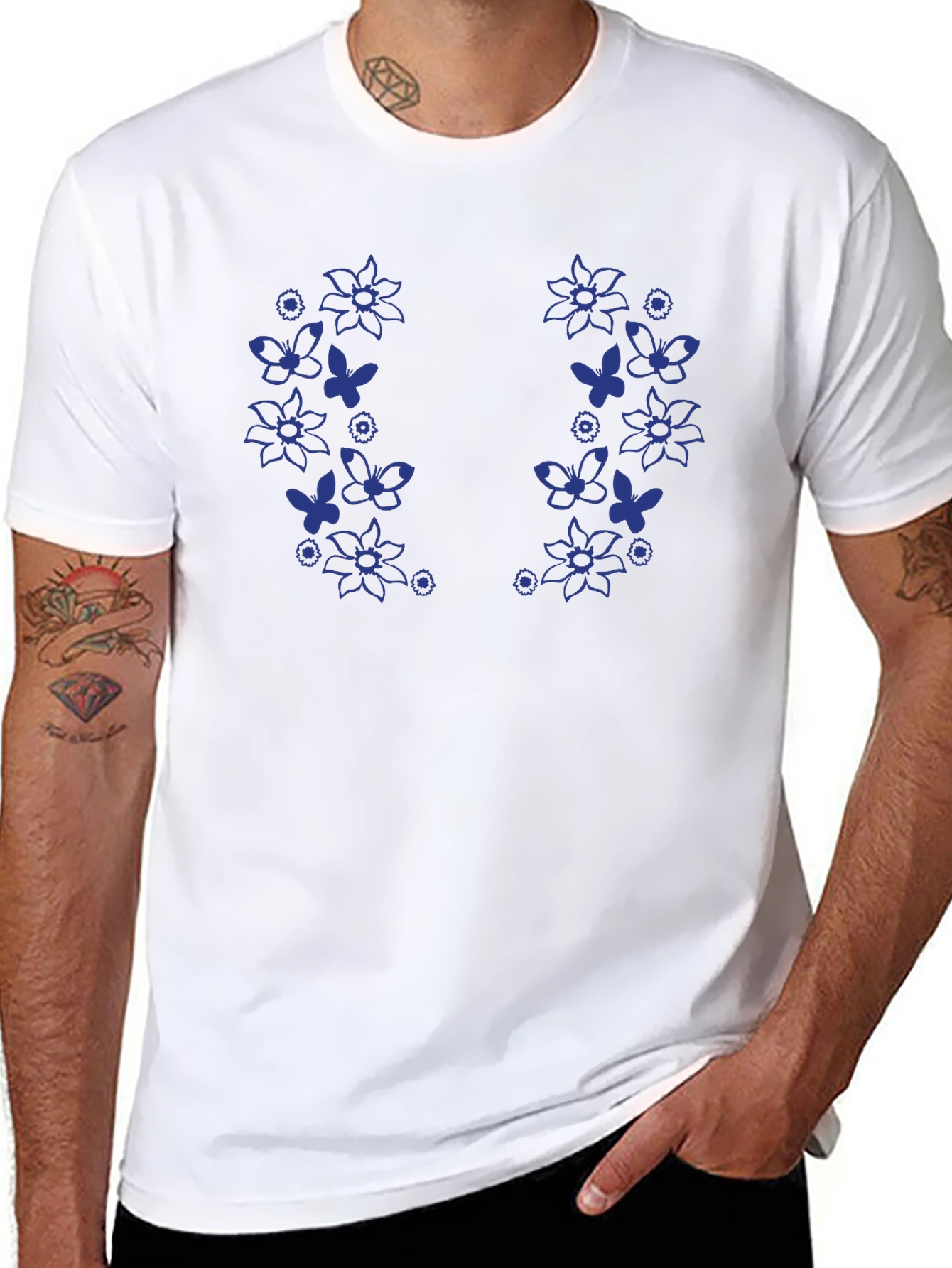 Floral Butterfly Graphic Black T-Shirt
