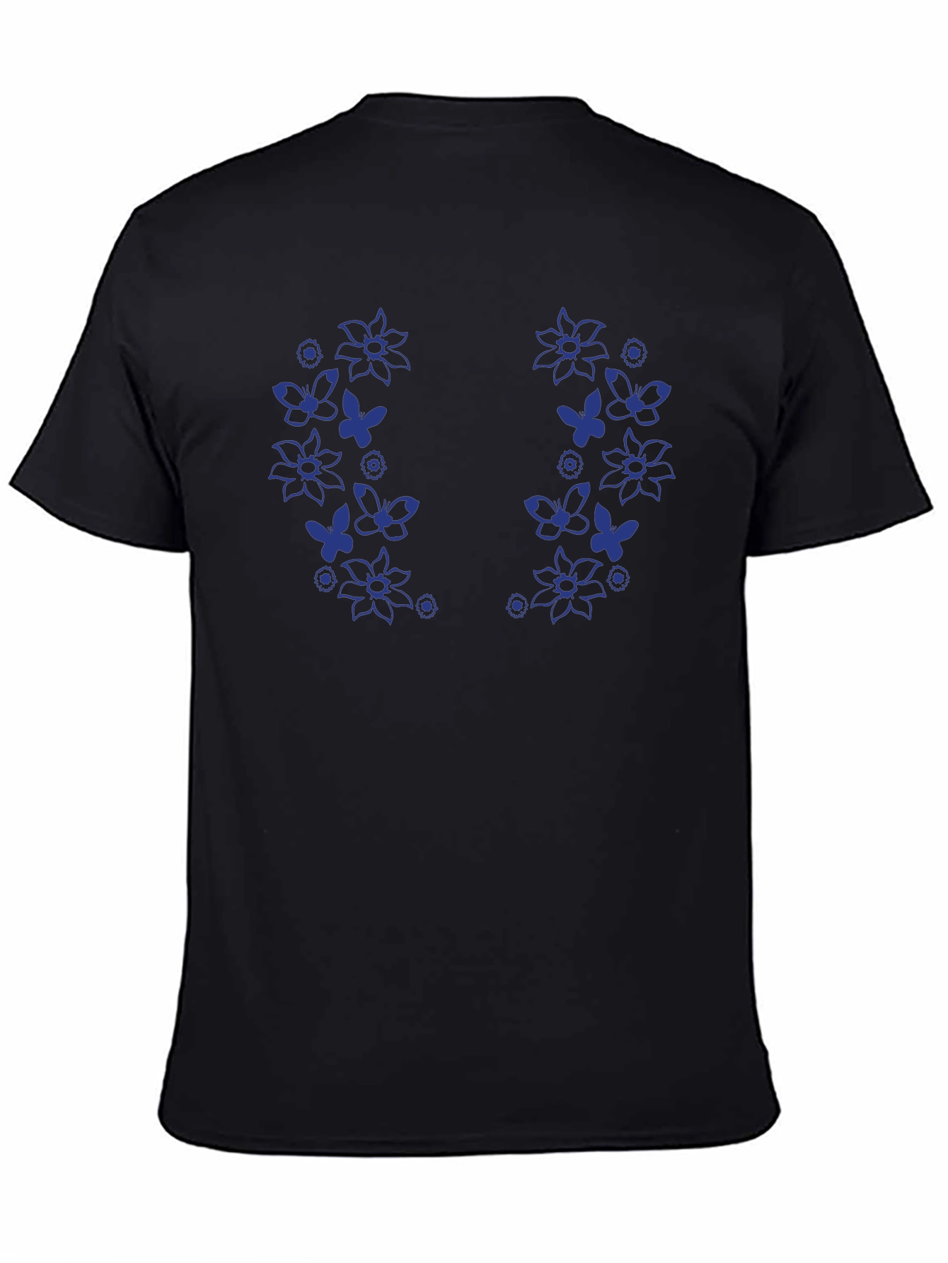 Floral Butterfly Graphic Black T-Shirt