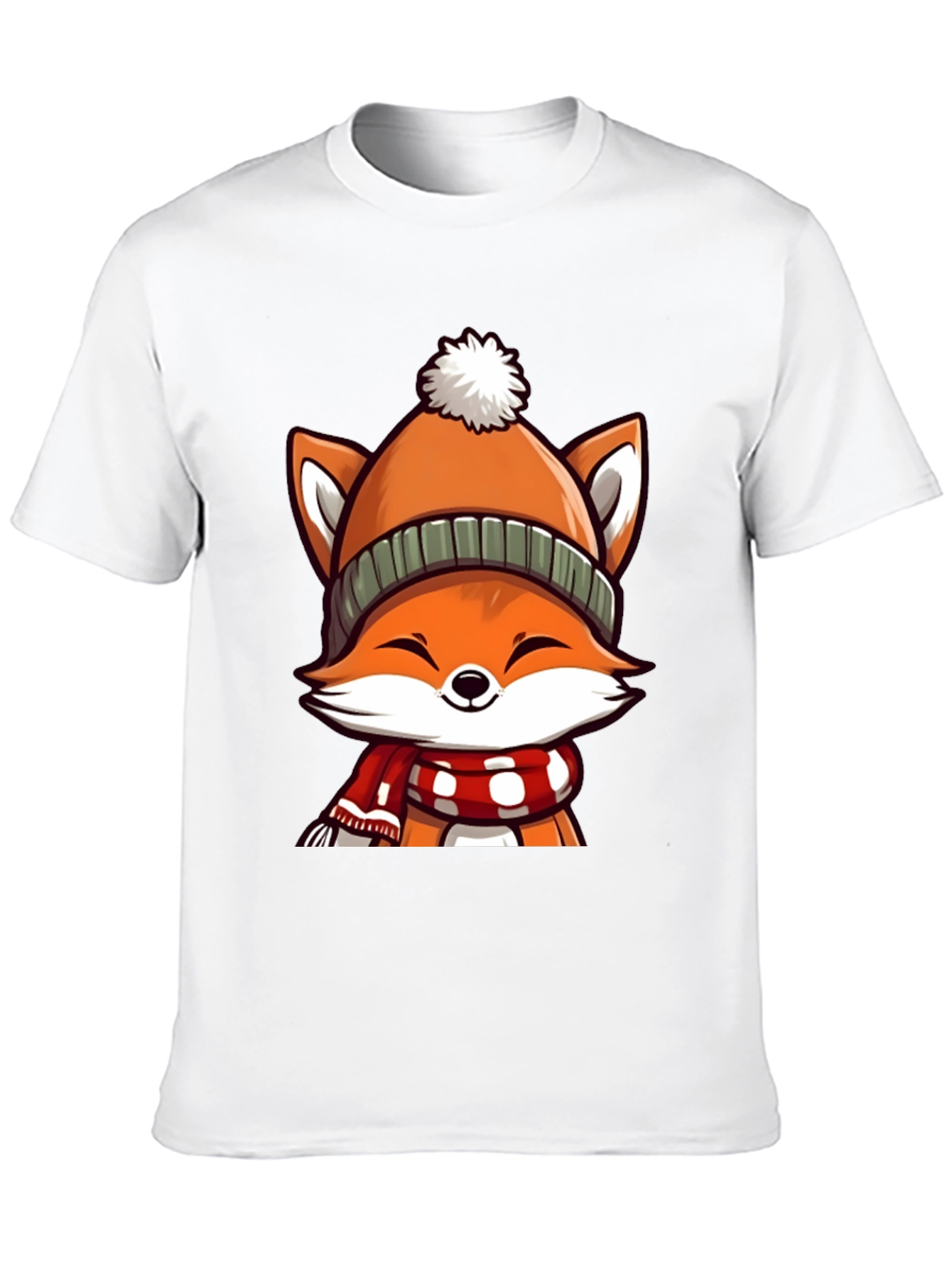 Winter Fox Graphic Tee - Cute Cartoon Animal Shirt