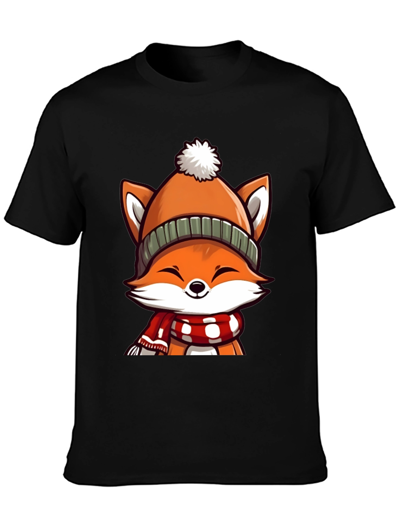 Winter Fox Graphic Tee - Cute Cartoon Animal Shirt