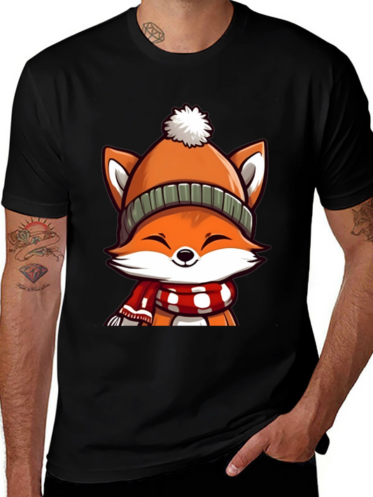 Winter Fox Graphic Tee - Cute Cartoon Animal Shirt