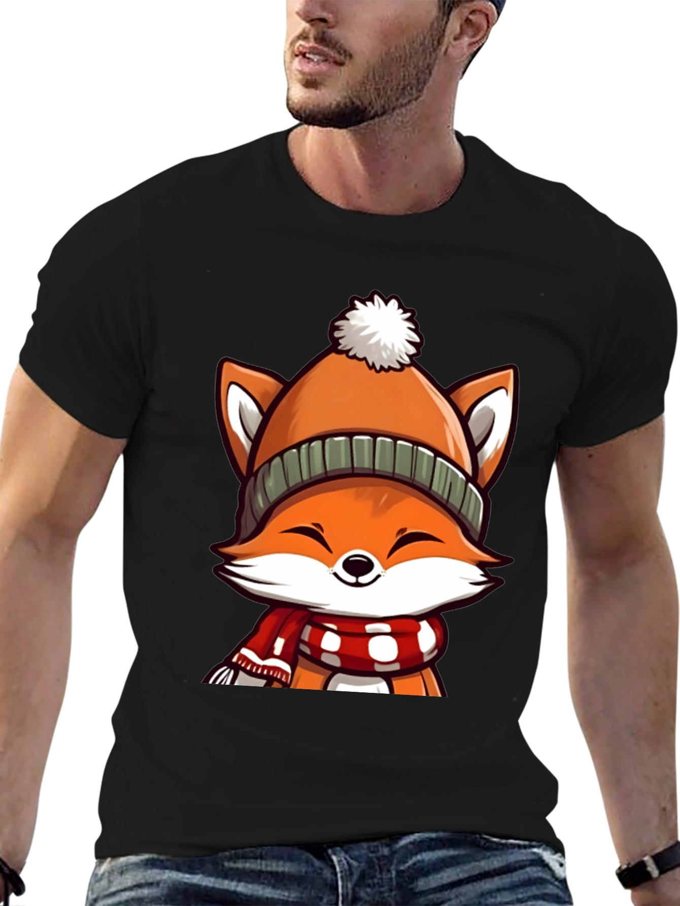 Winter Fox Graphic Tee - Cute Cartoon Animal Shirt