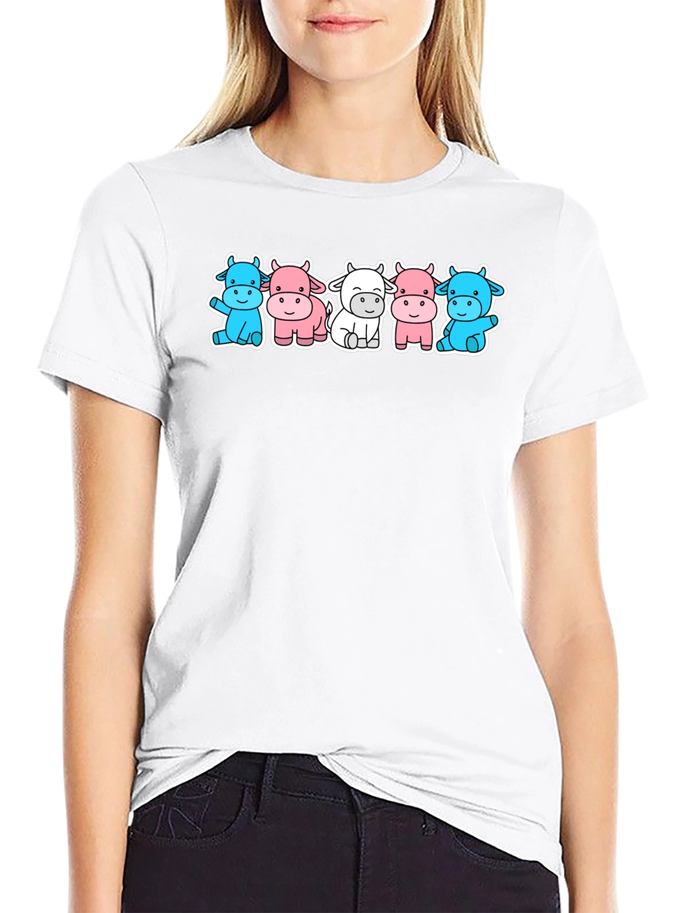 Cute Cow Cartoon Graphic T-Shirt