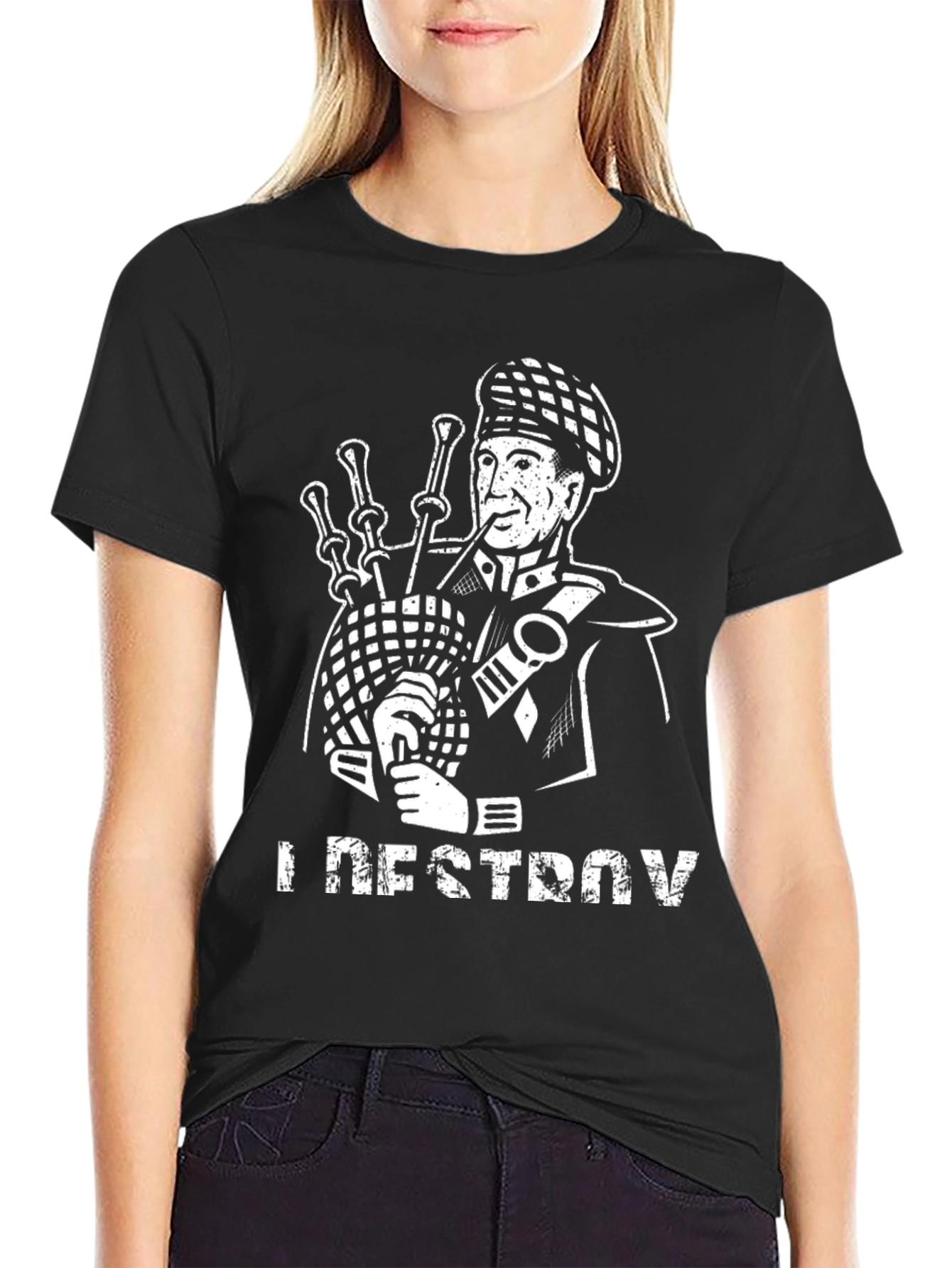Bagpipe T-Shirt - I Destroy Funny Scottish Gift