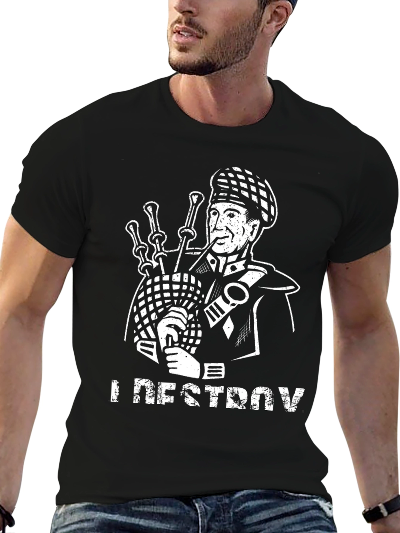 Bagpipe T-Shirt - I Destroy Funny Scottish Gift