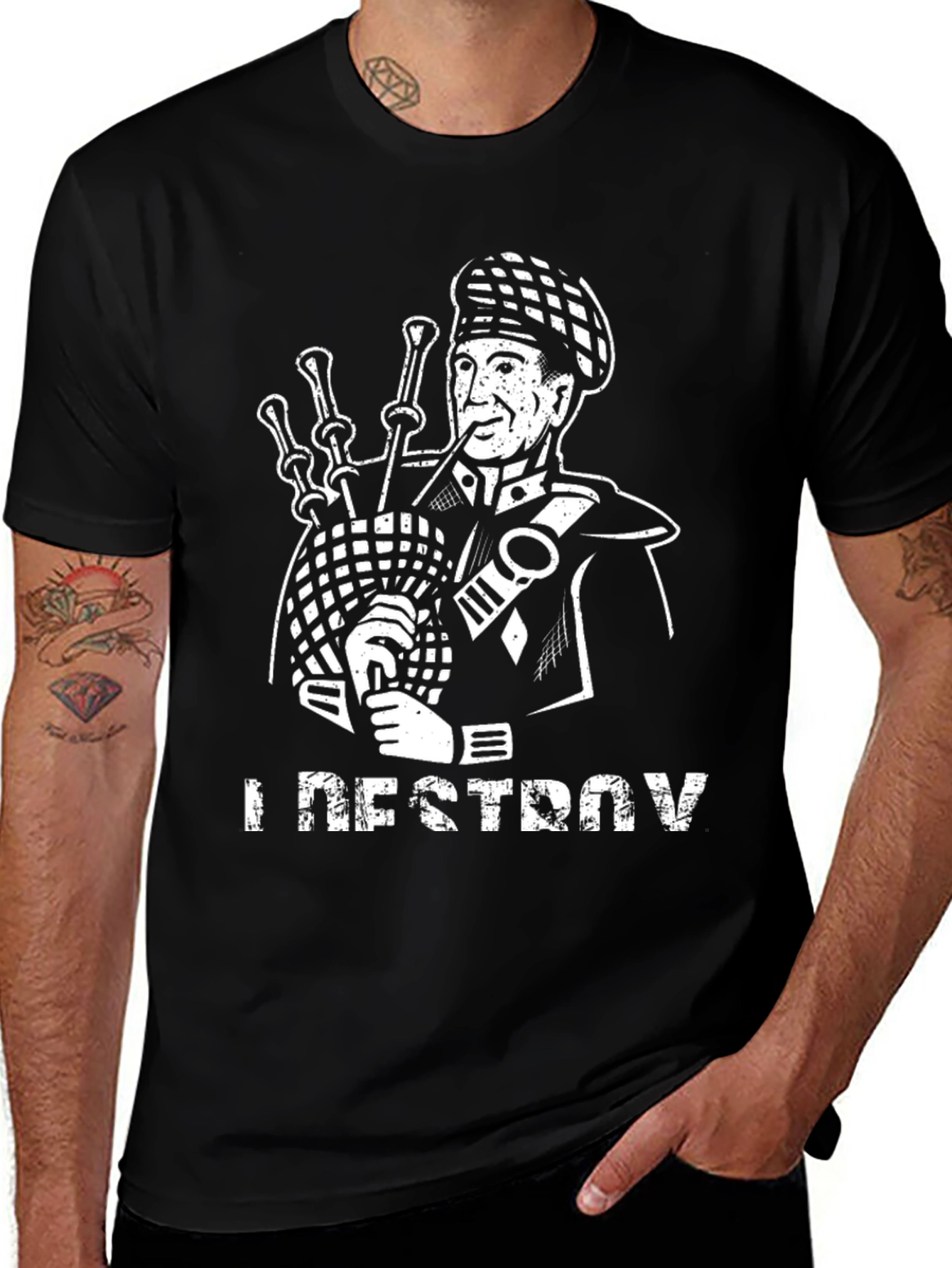 Bagpipe T-Shirt - I Destroy Funny Scottish Gift