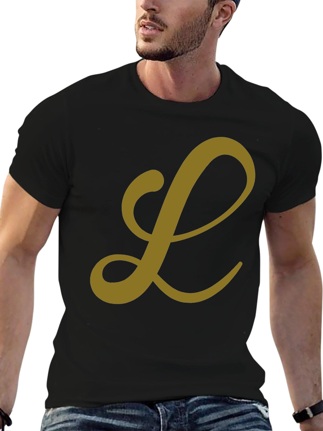 Letter L Graphic Tee - Black