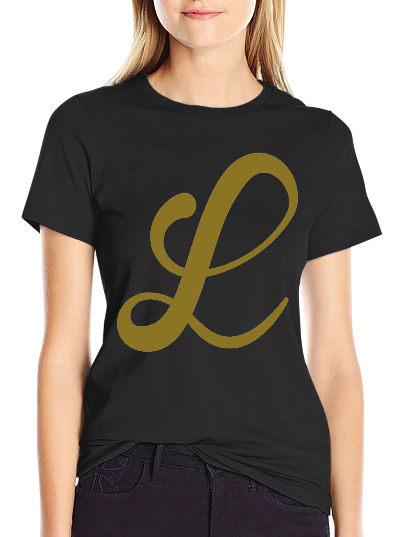 Letter L Graphic Tee - Black