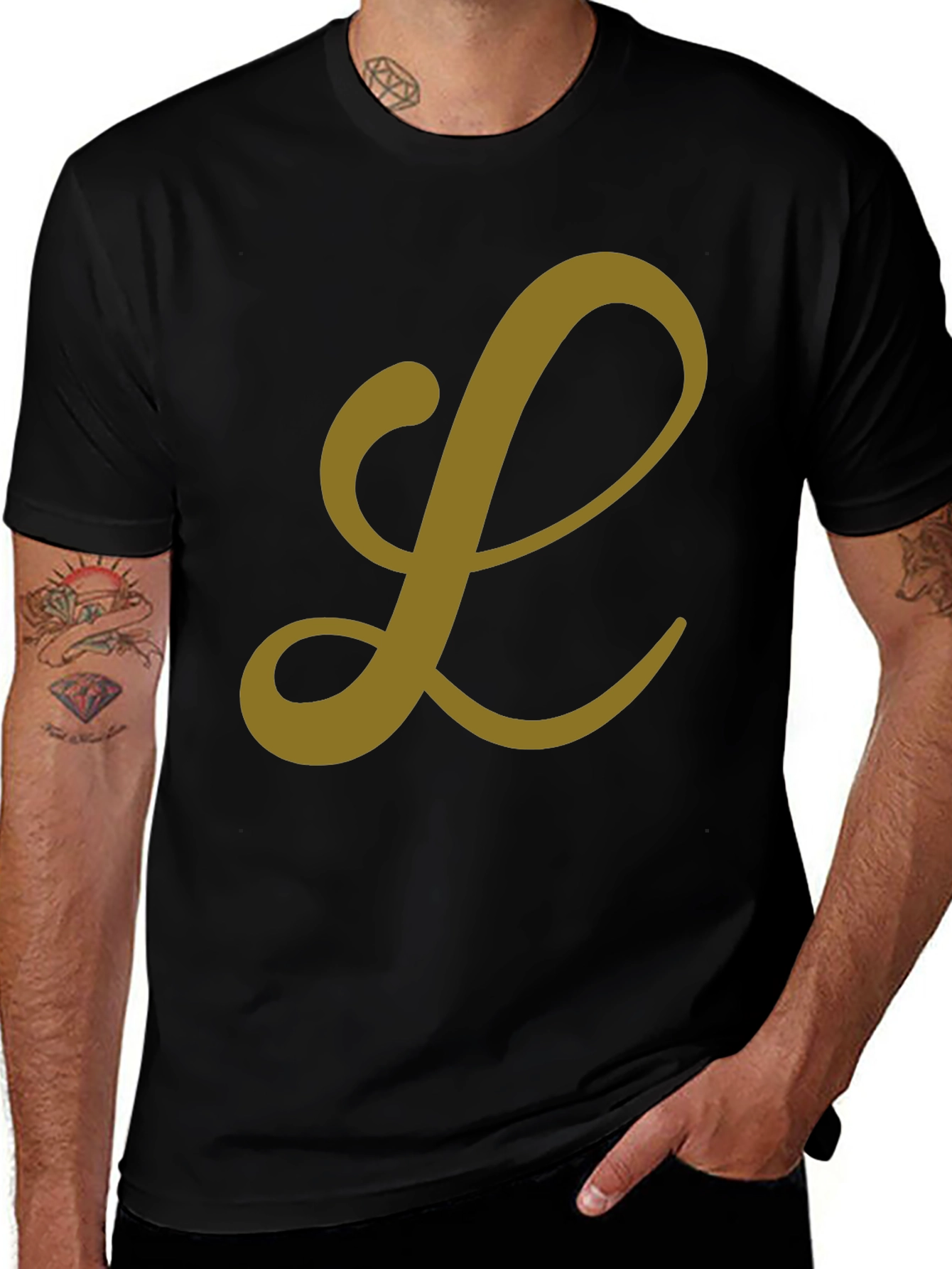 Letter L Graphic Tee - Black