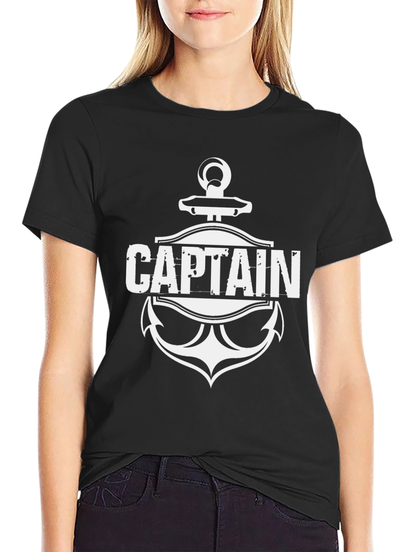 Captain Anchor Graphic T-Shirt - Black