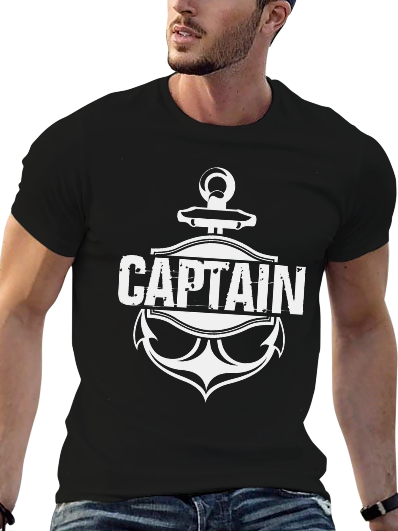 Captain Anchor Graphic T-Shirt - Black