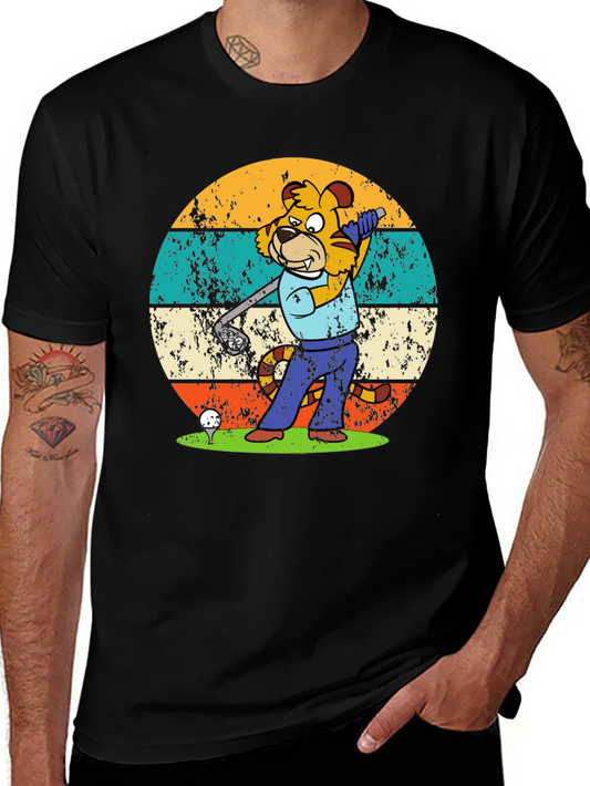 Tiger Golf T-Shirt - Vintage Cartoon Style
