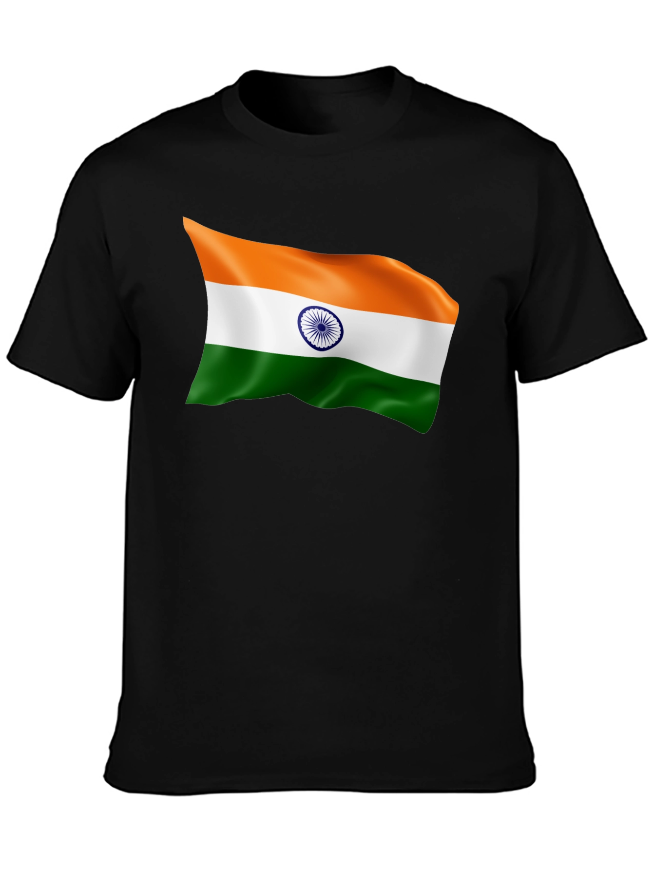India Flag Graphic Tee - Black Cotton T-Shirt