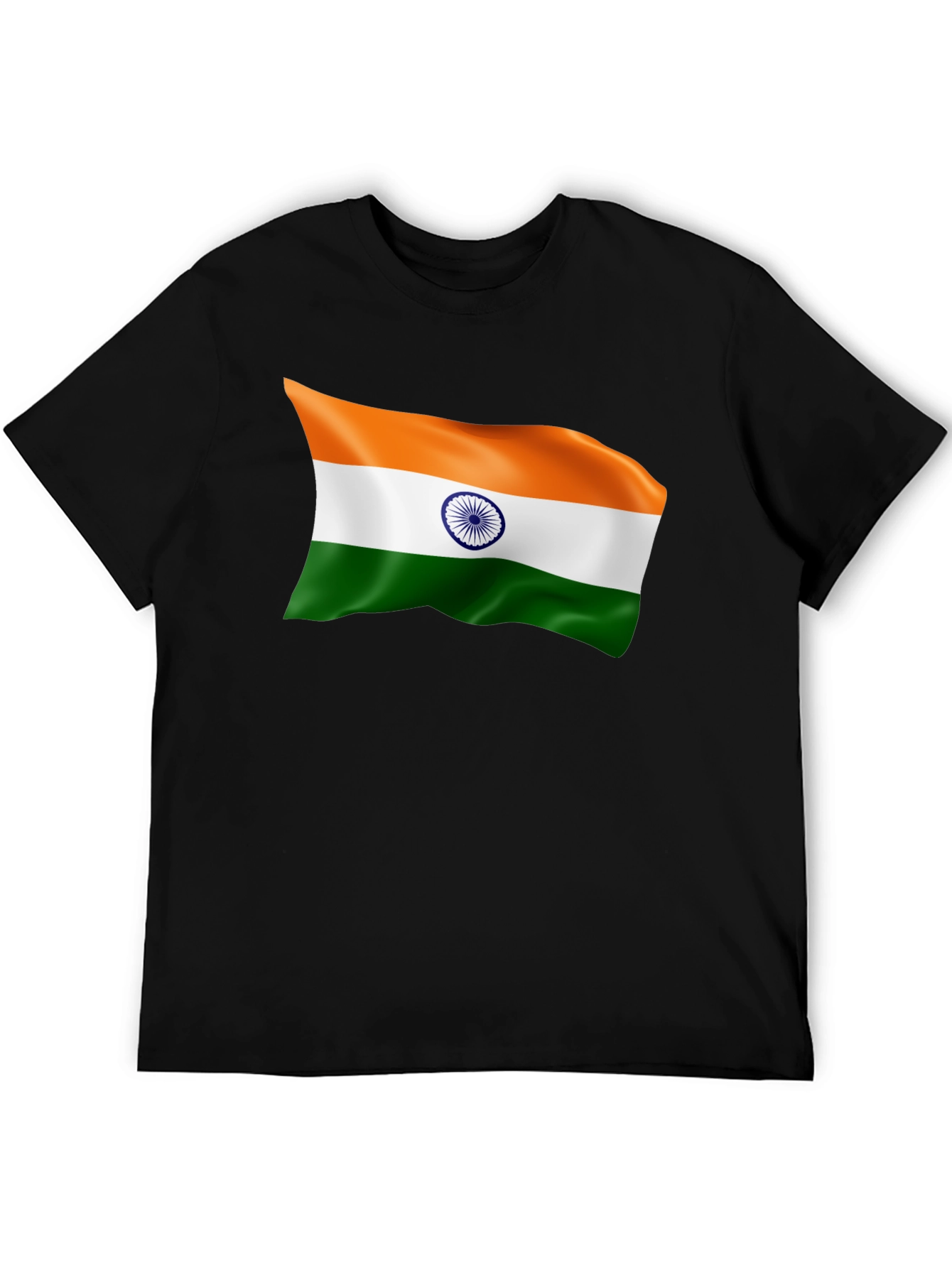 India Flag Graphic Tee - Black Cotton T-Shirt