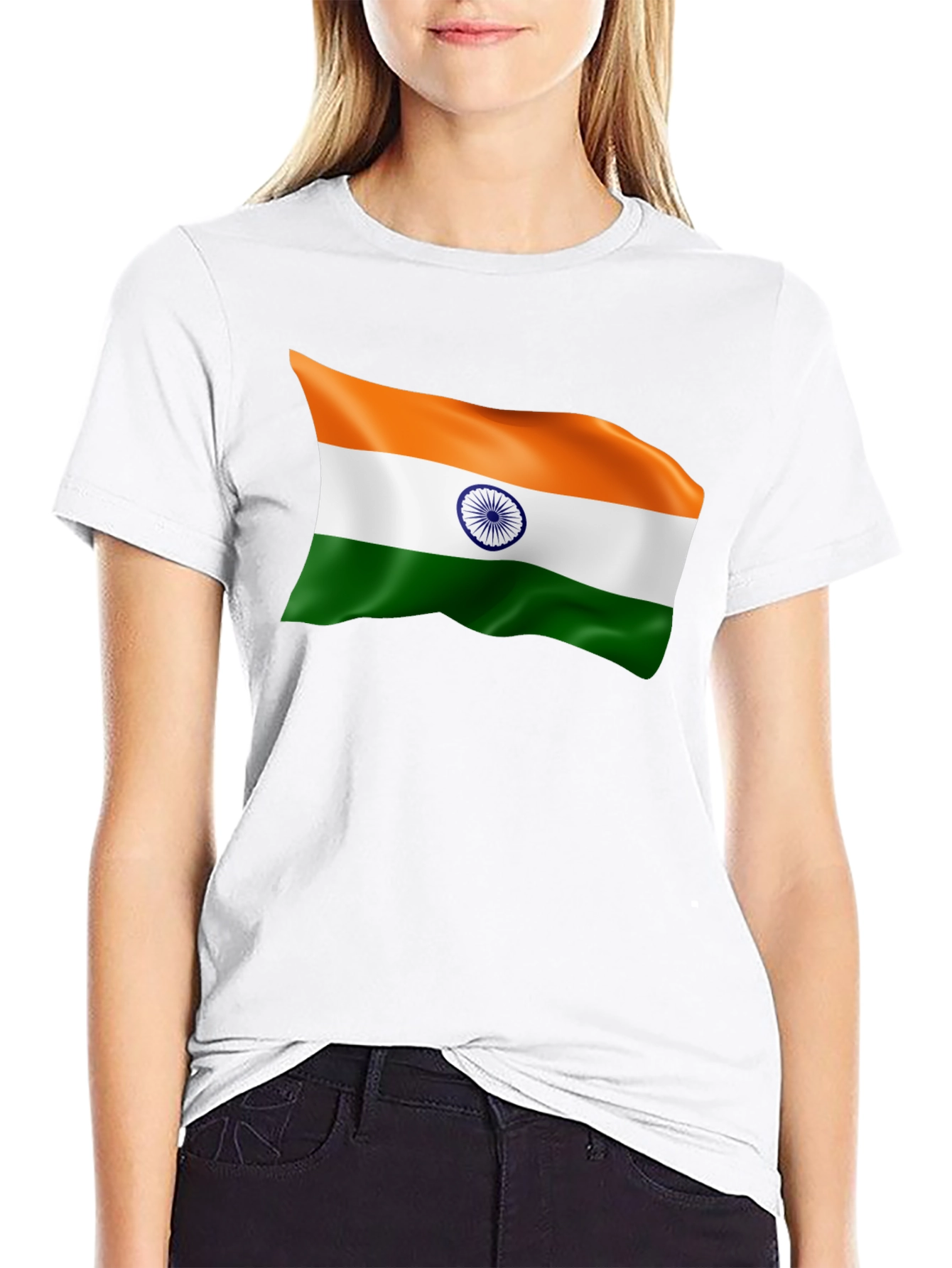 India Flag Graphic Tee - Black Cotton T-Shirt