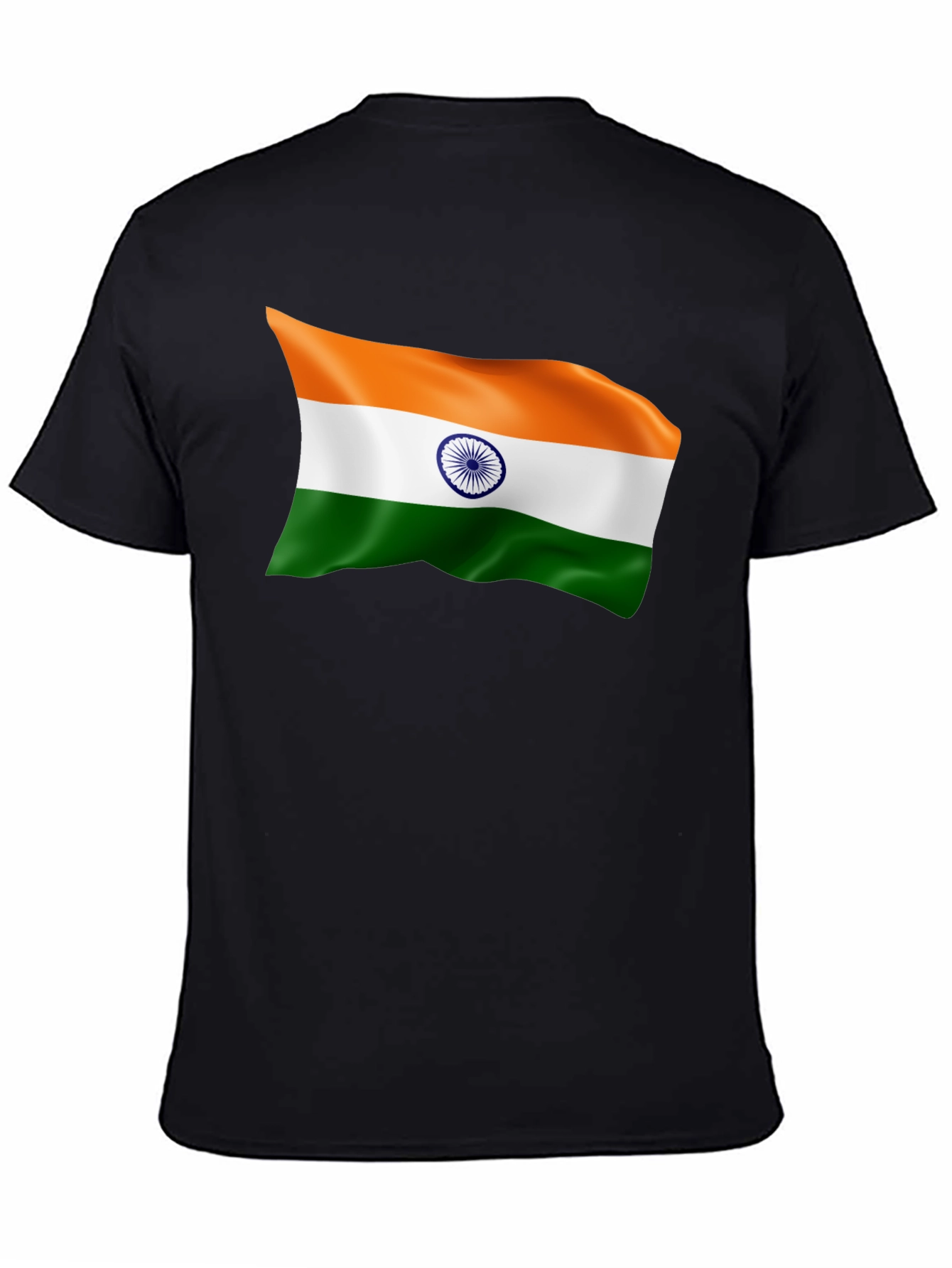 India Flag Graphic Tee - Black Cotton T-Shirt