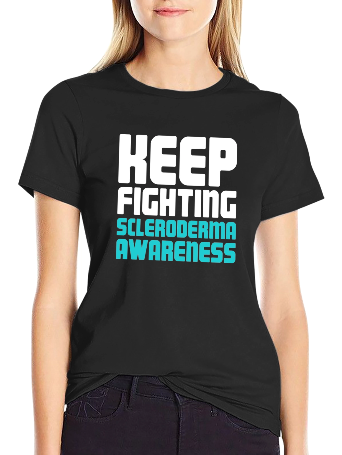Keep Fighting Scleroderma Awareness Black T-Shirt