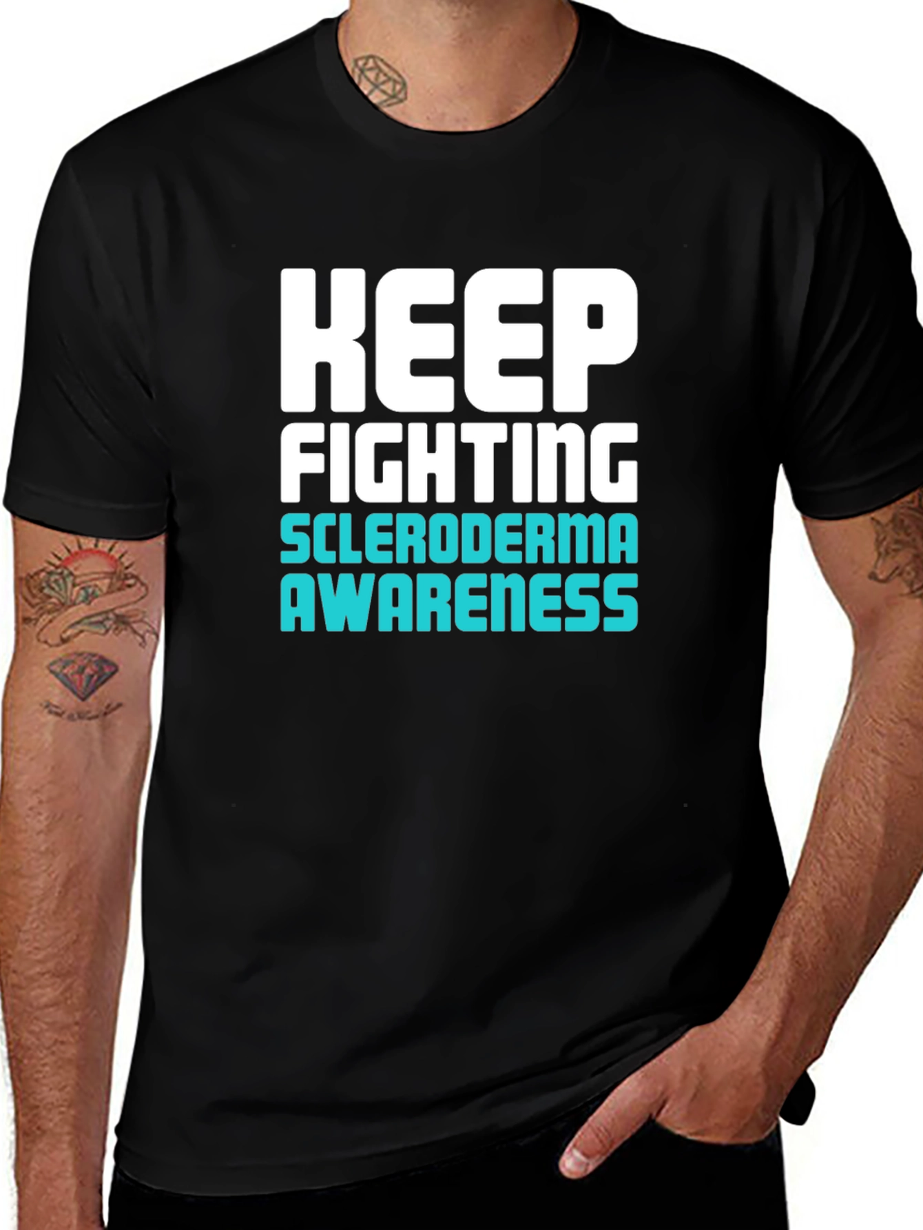 Keep Fighting Scleroderma Awareness Black T-Shirt
