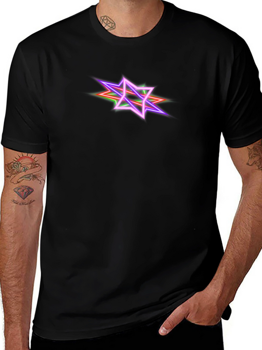 Neon Starburst Graphic Tee - Black Cotton Blend