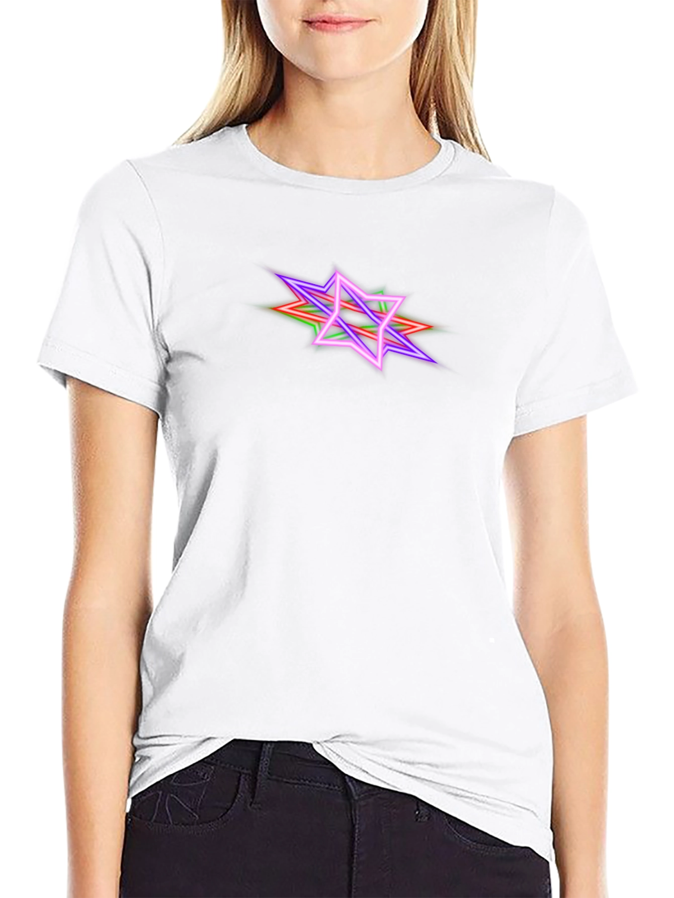 Neon Starburst Graphic Tee - Black Cotton Blend