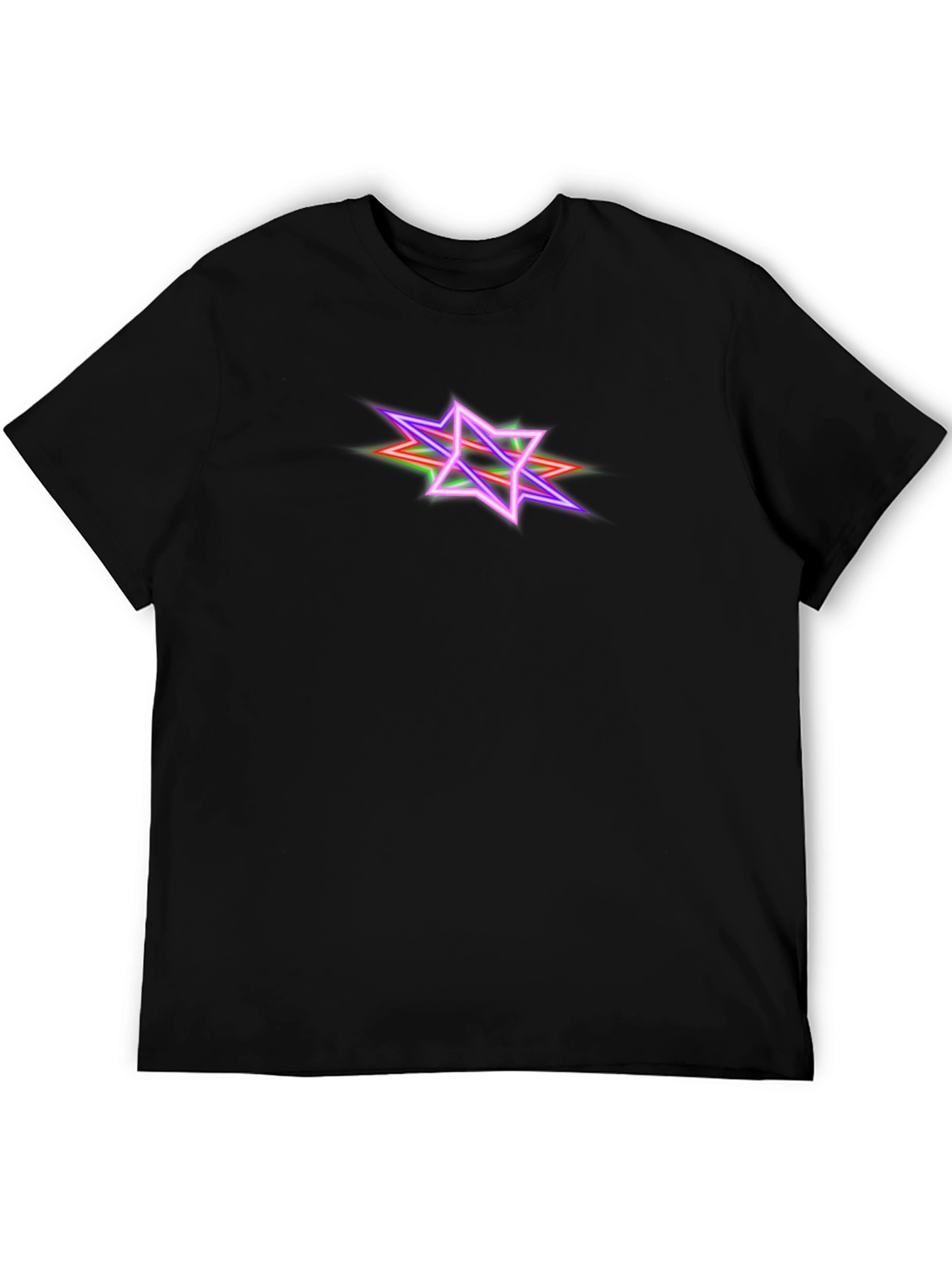 Neon Starburst Graphic Tee - Black Cotton Blend