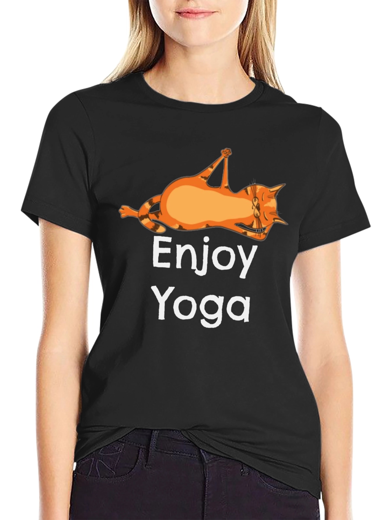 Enjoy Yoga Cat T-Shirt Funny Graphic Tee