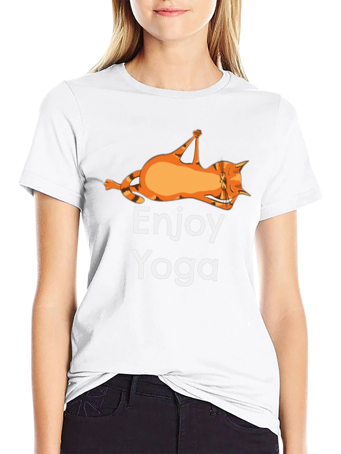 Enjoy Yoga Cat T-Shirt Funny Graphic Tee