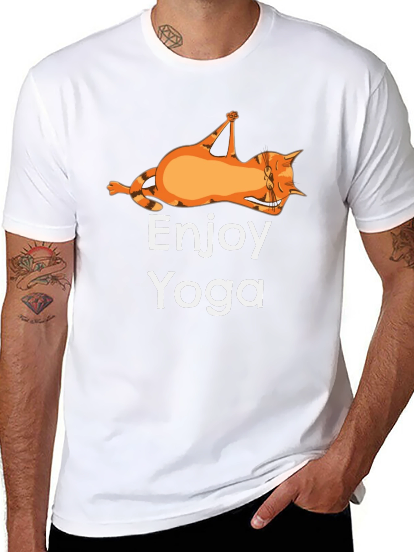Enjoy Yoga Cat T-Shirt Funny Graphic Tee