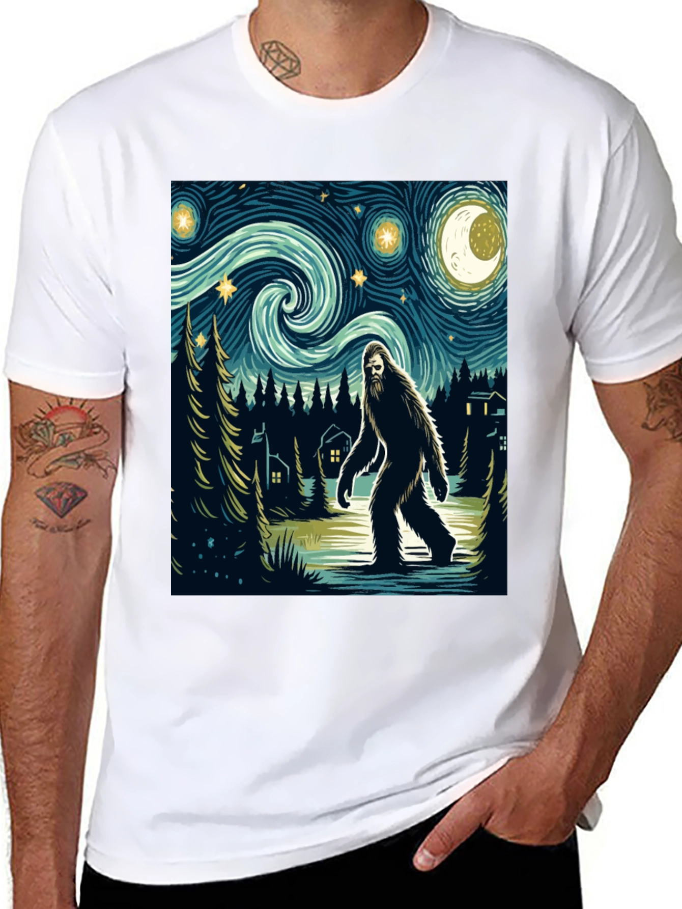 Sasquatch Starry Night T-Shirt