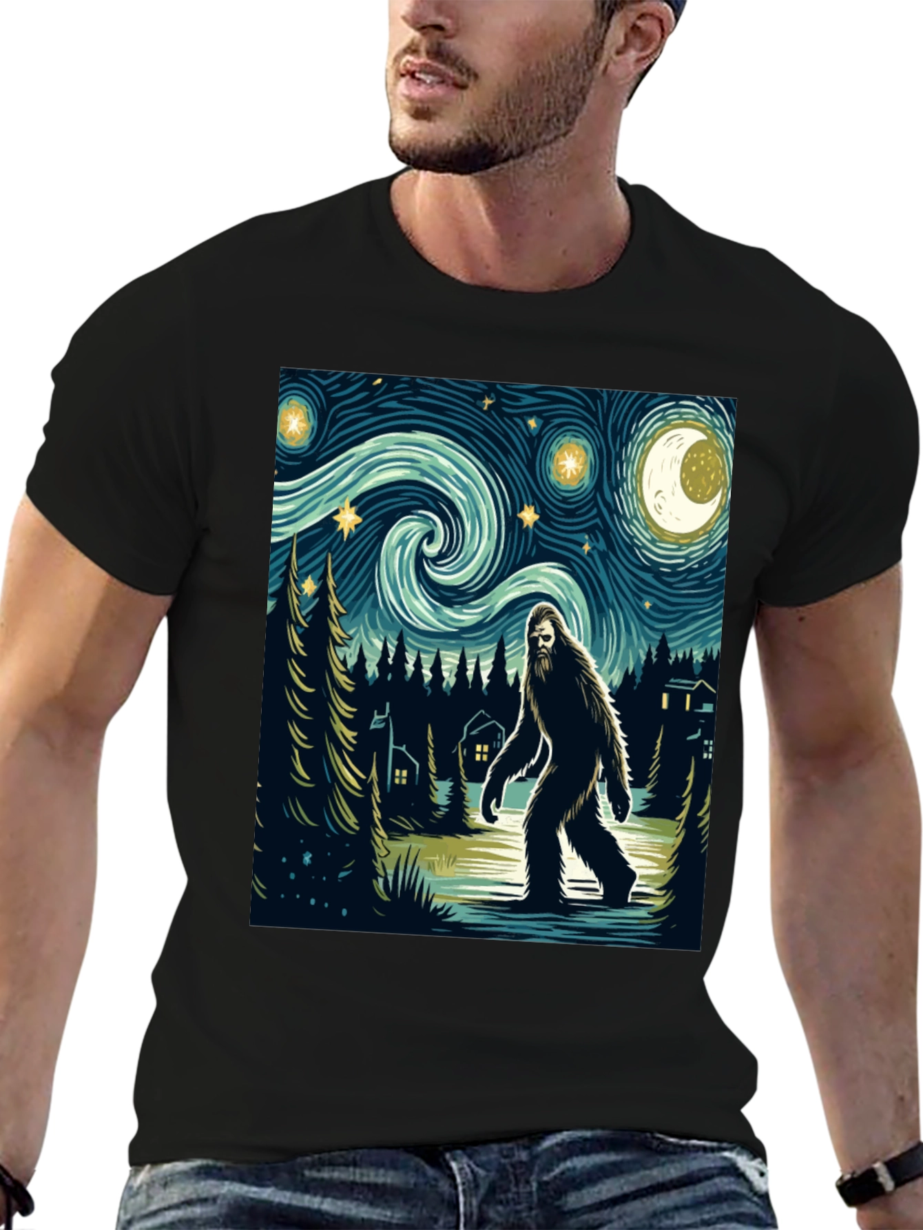 Sasquatch Starry Night T-Shirt