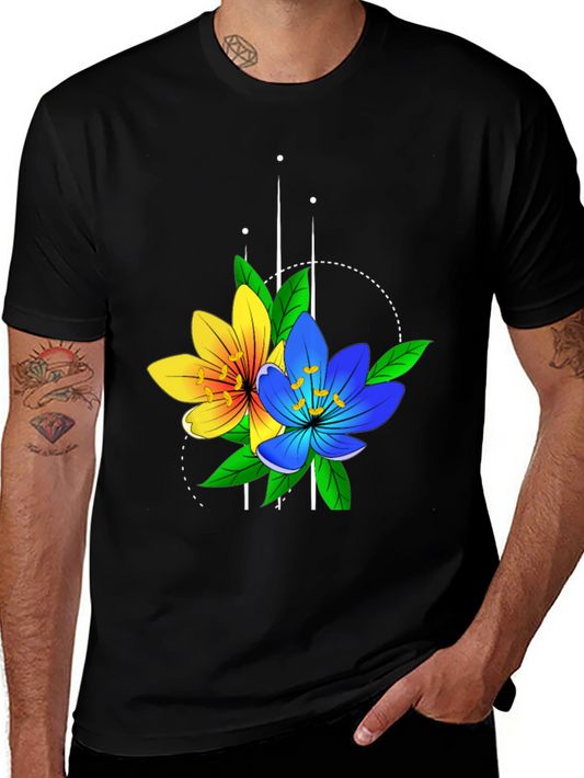 Floral Graphic Tee - Stylish Mens Black T-Shirt
