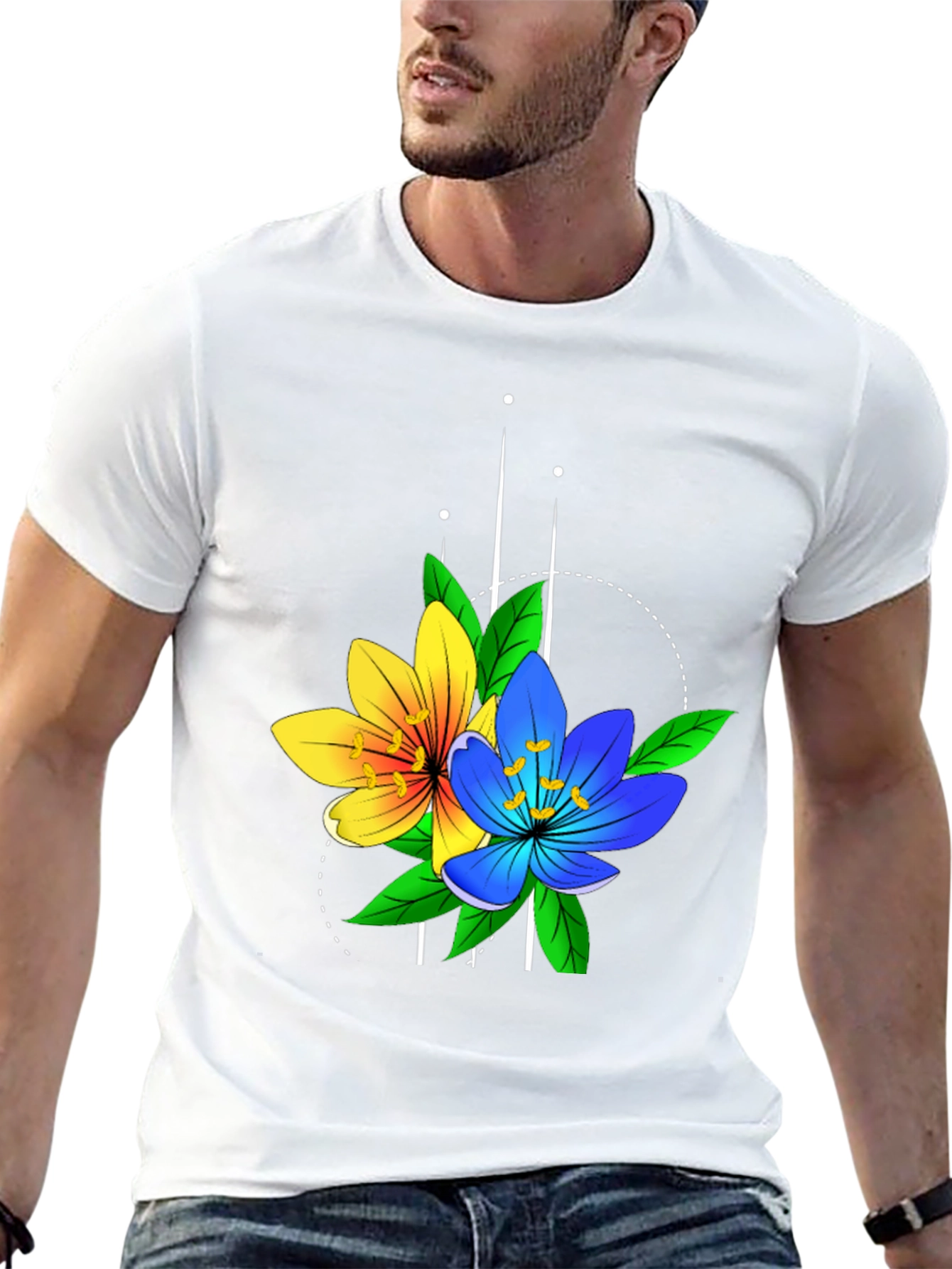 Floral Graphic Tee - Stylish Mens Black T-Shirt