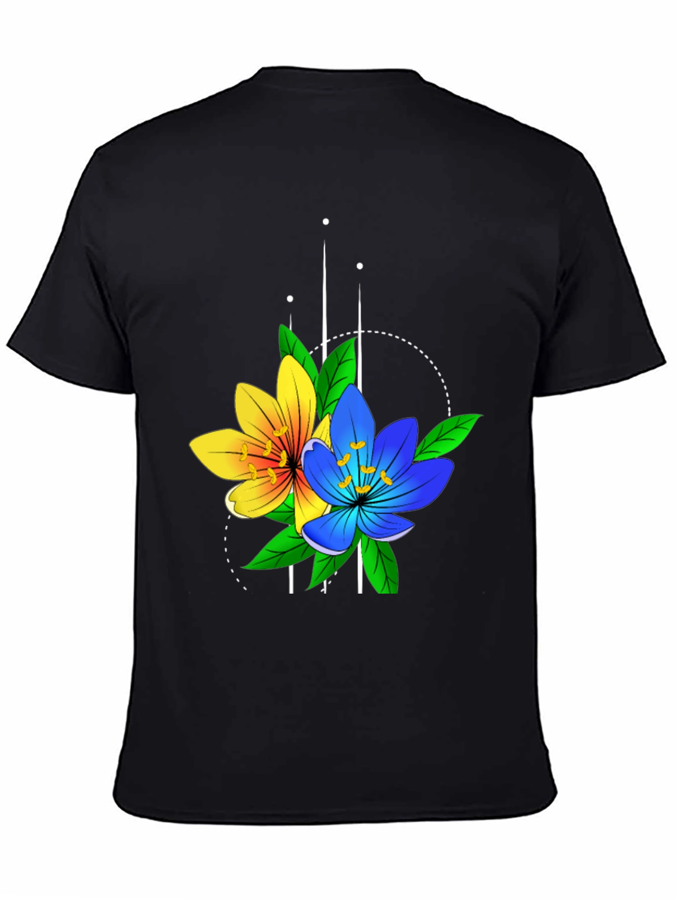 Floral Graphic Tee - Stylish Mens Black T-Shirt