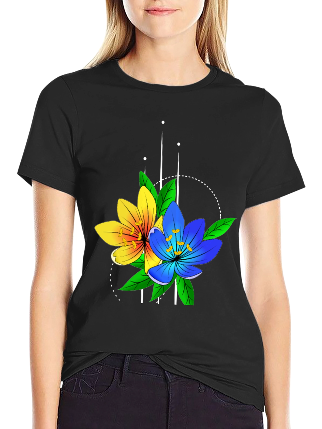 Floral Graphic Tee - Stylish Mens Black T-Shirt