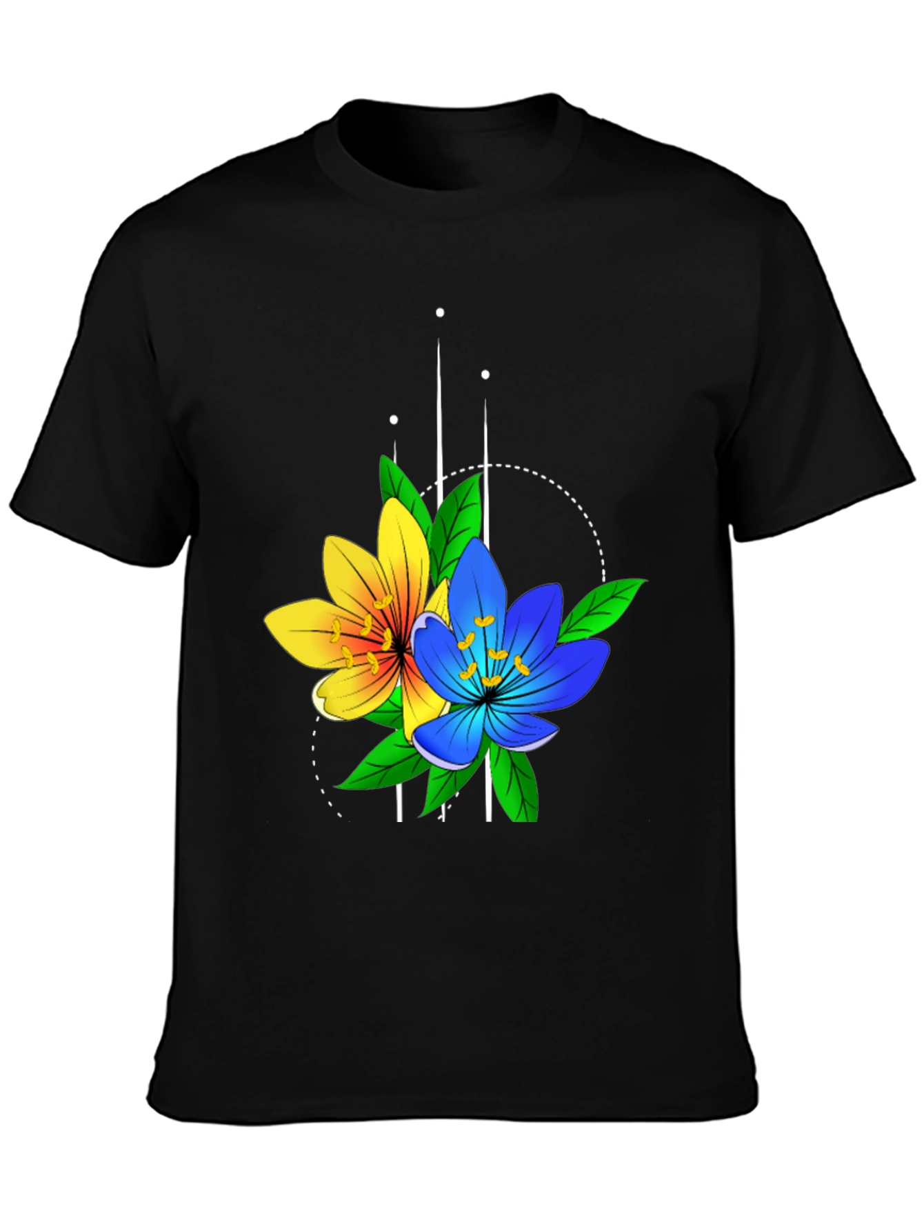 Floral Graphic Tee - Stylish Mens Black T-Shirt