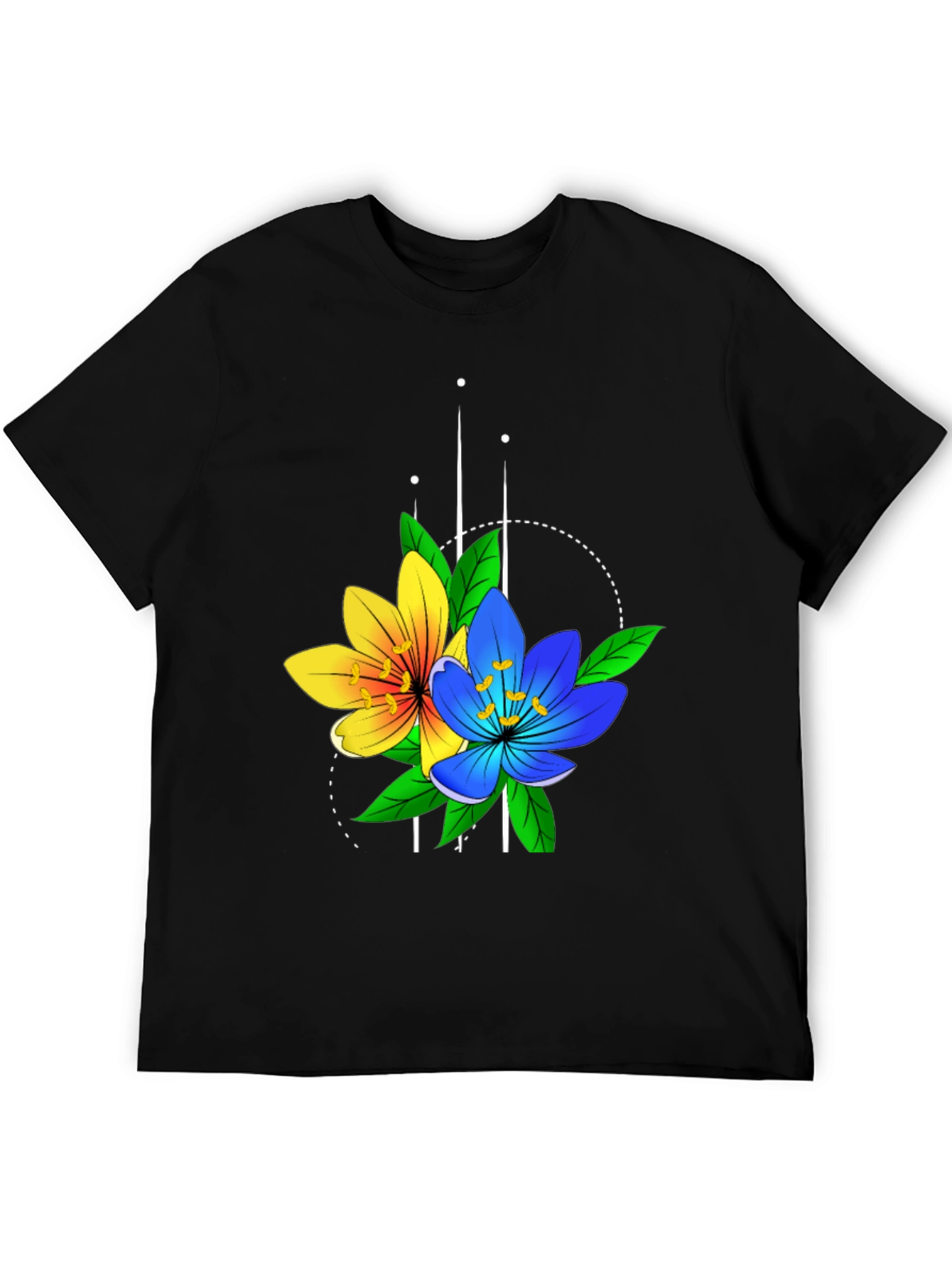 Floral Graphic Tee - Stylish Mens Black T-Shirt