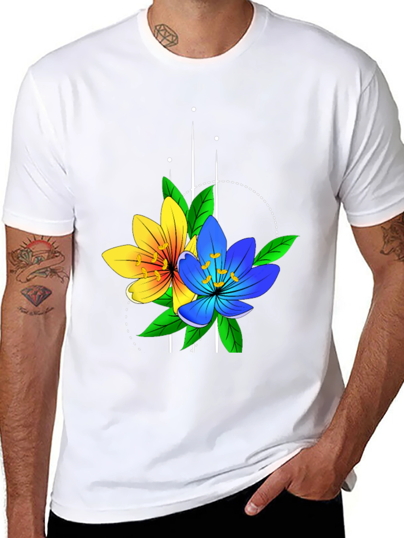 Floral Graphic Tee - Stylish Mens Black T-Shirt