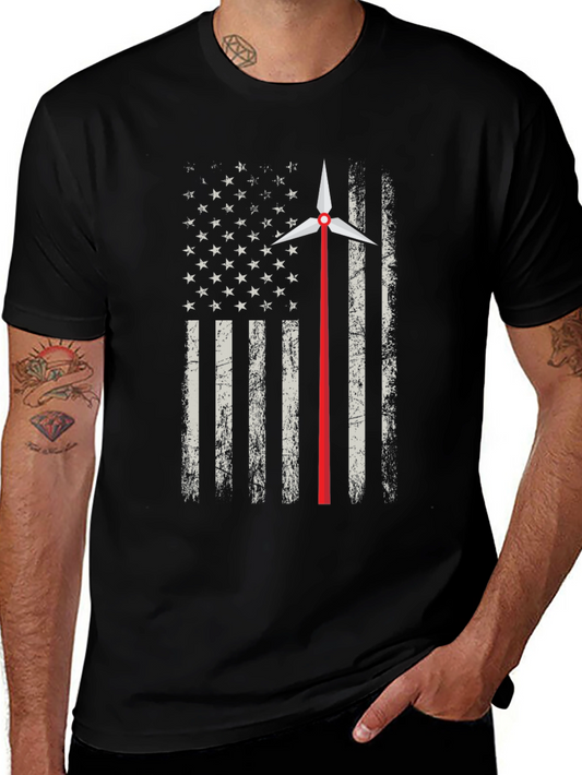 Patriotic Wind Turbine Flag T-Shirt