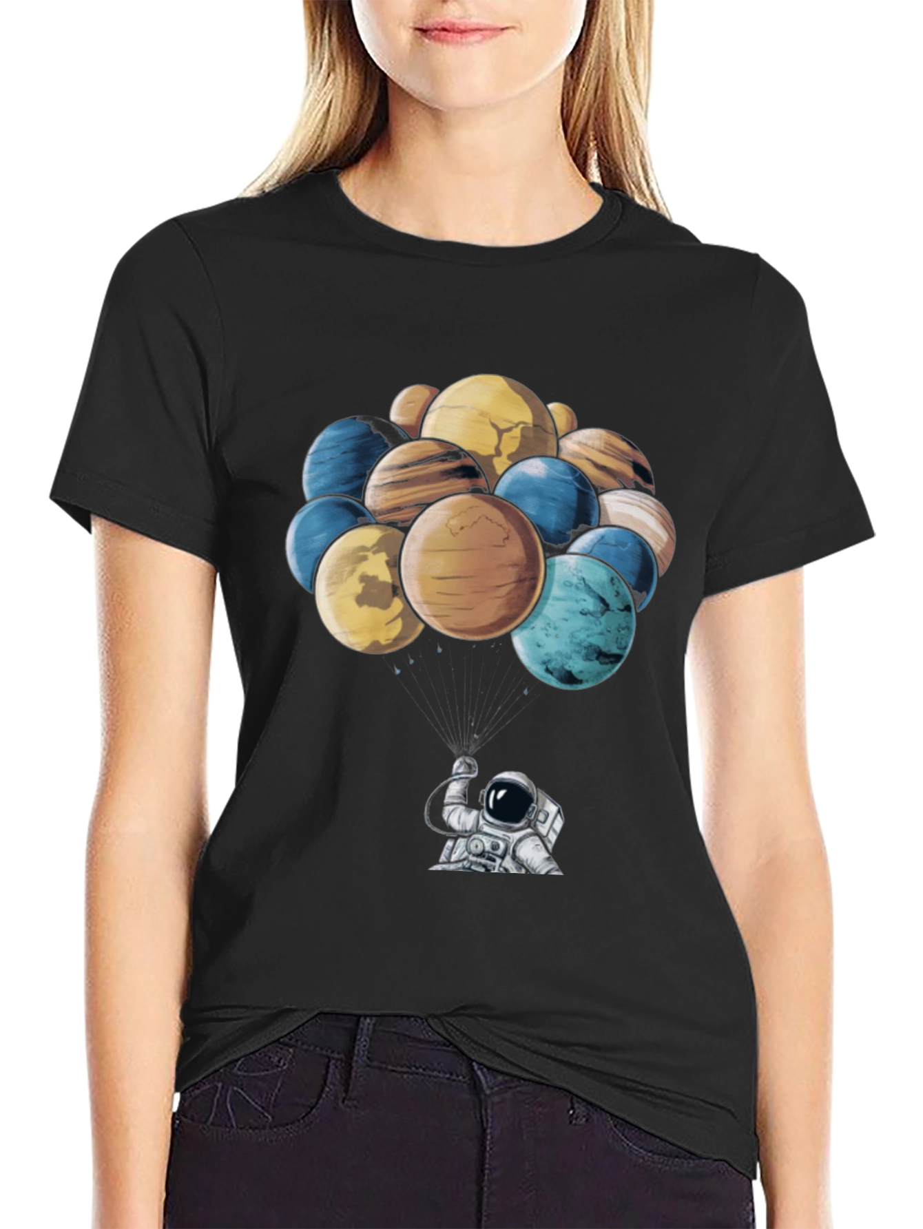 Astronaut & Planet Balloon Graphic T-Shirt