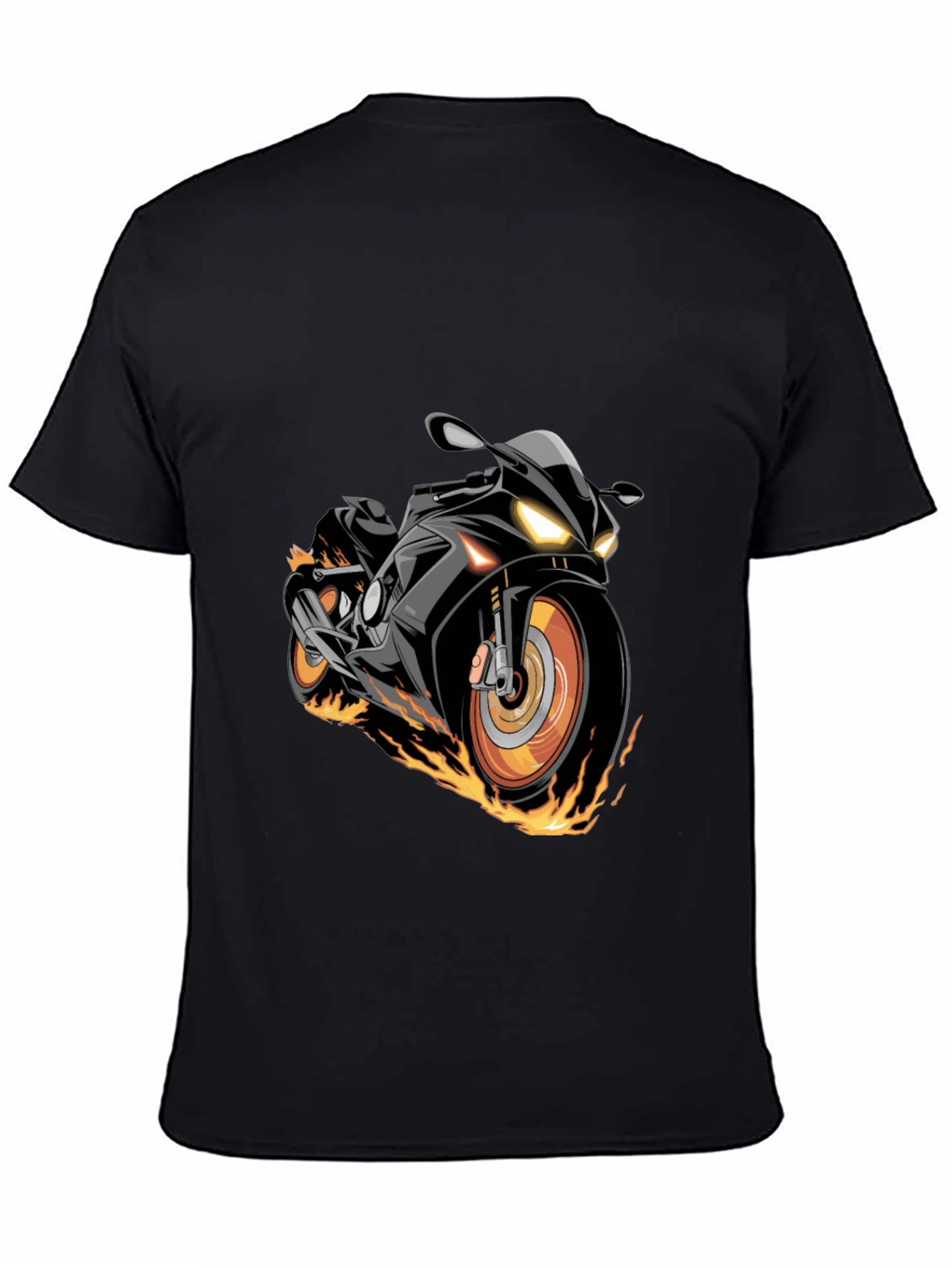 Black Motorcycle Flames Graphic T-Shirt
