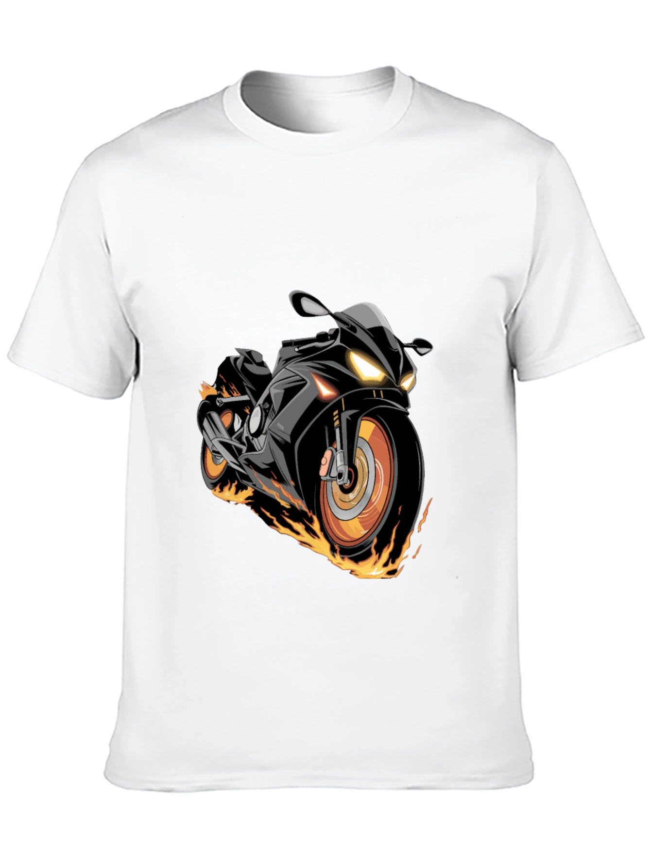 Black Motorcycle Flames Graphic T-Shirt