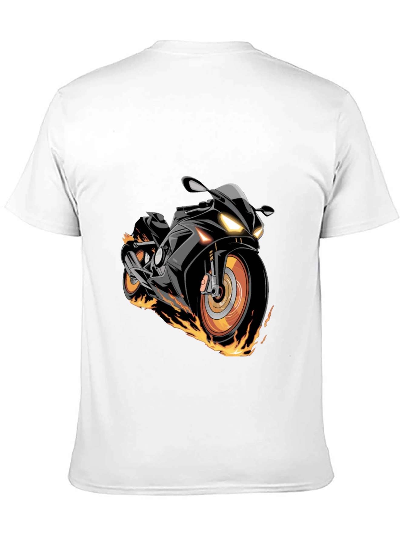 Black Motorcycle Flames Graphic T-Shirt