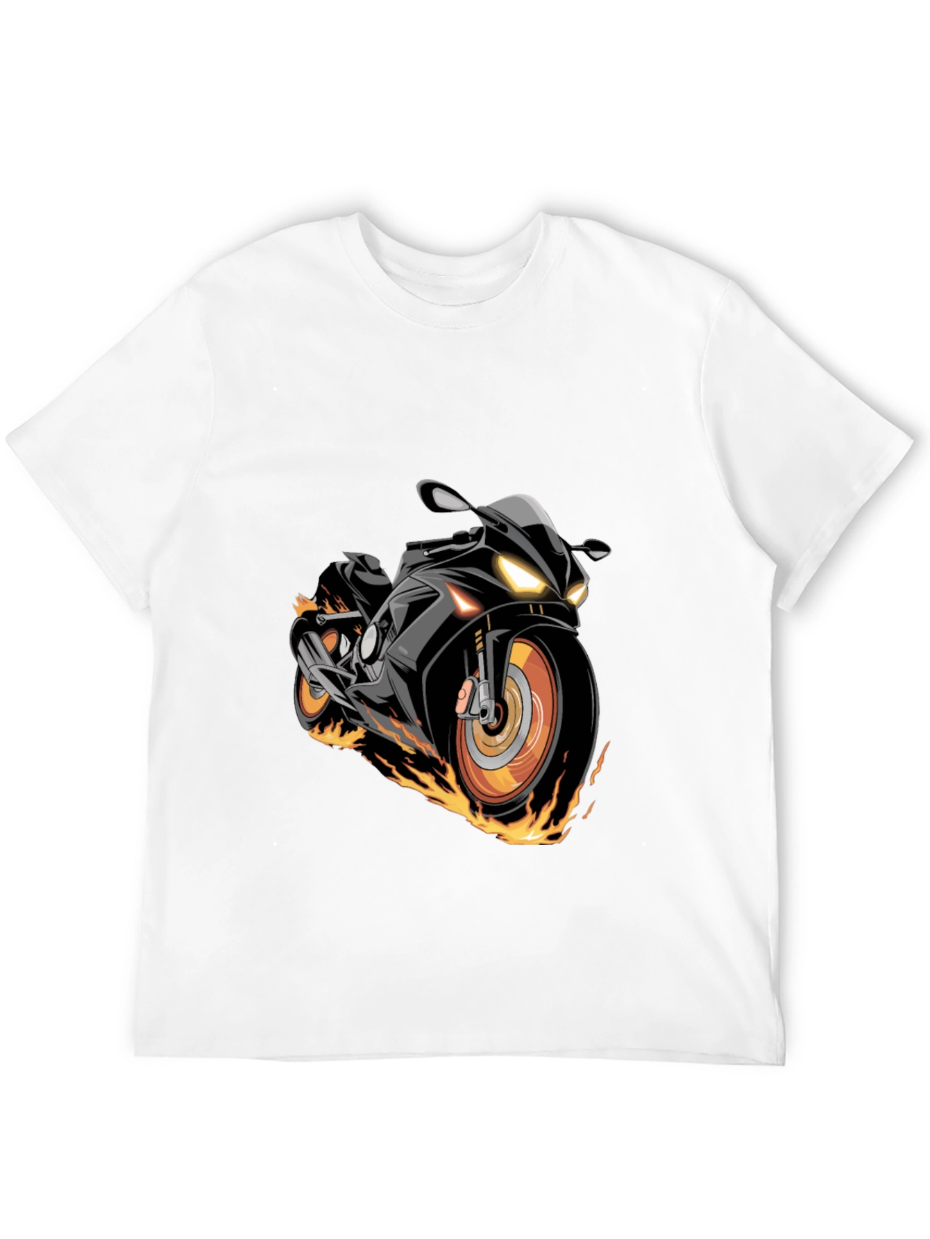 Black Motorcycle Flames Graphic T-Shirt