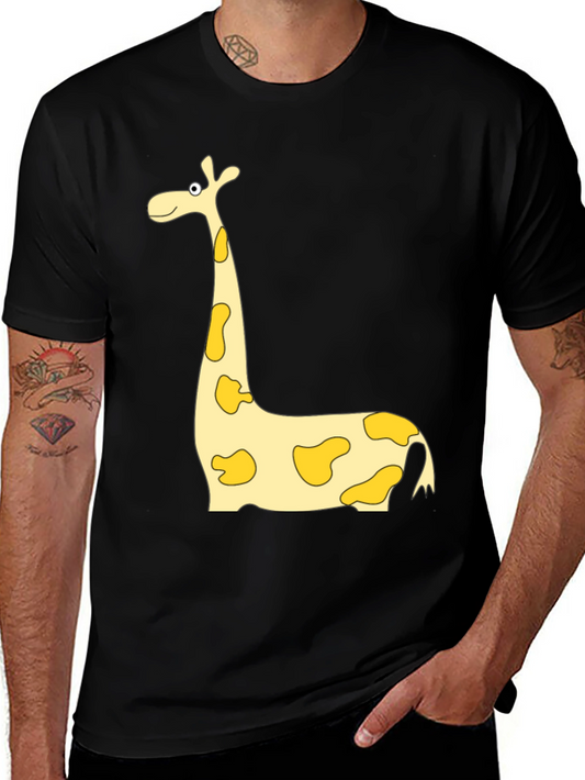 Funny Giraffe Graphic Print Black T-Shirt
