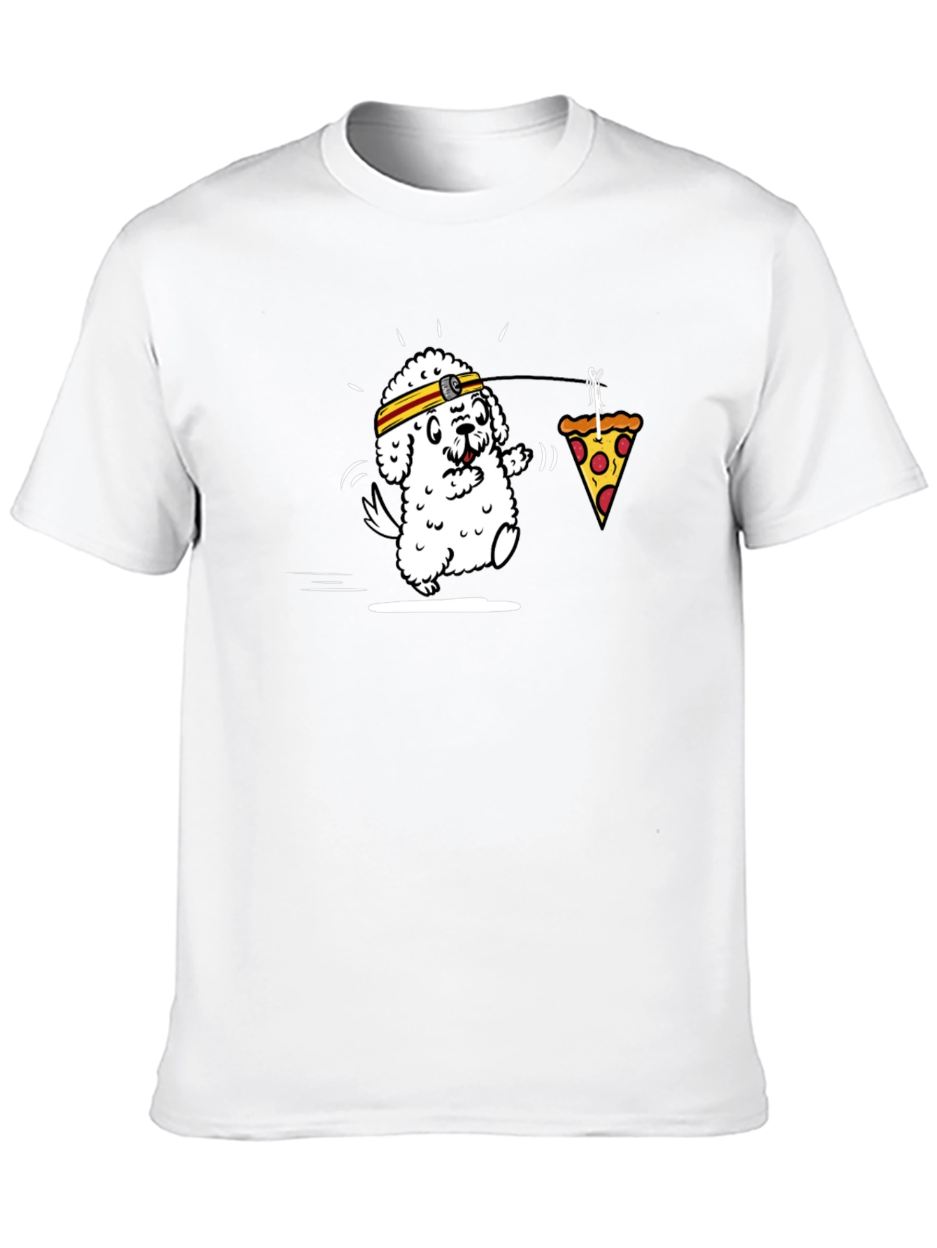 Dog Chasing Pizza Funny Graphic Tee